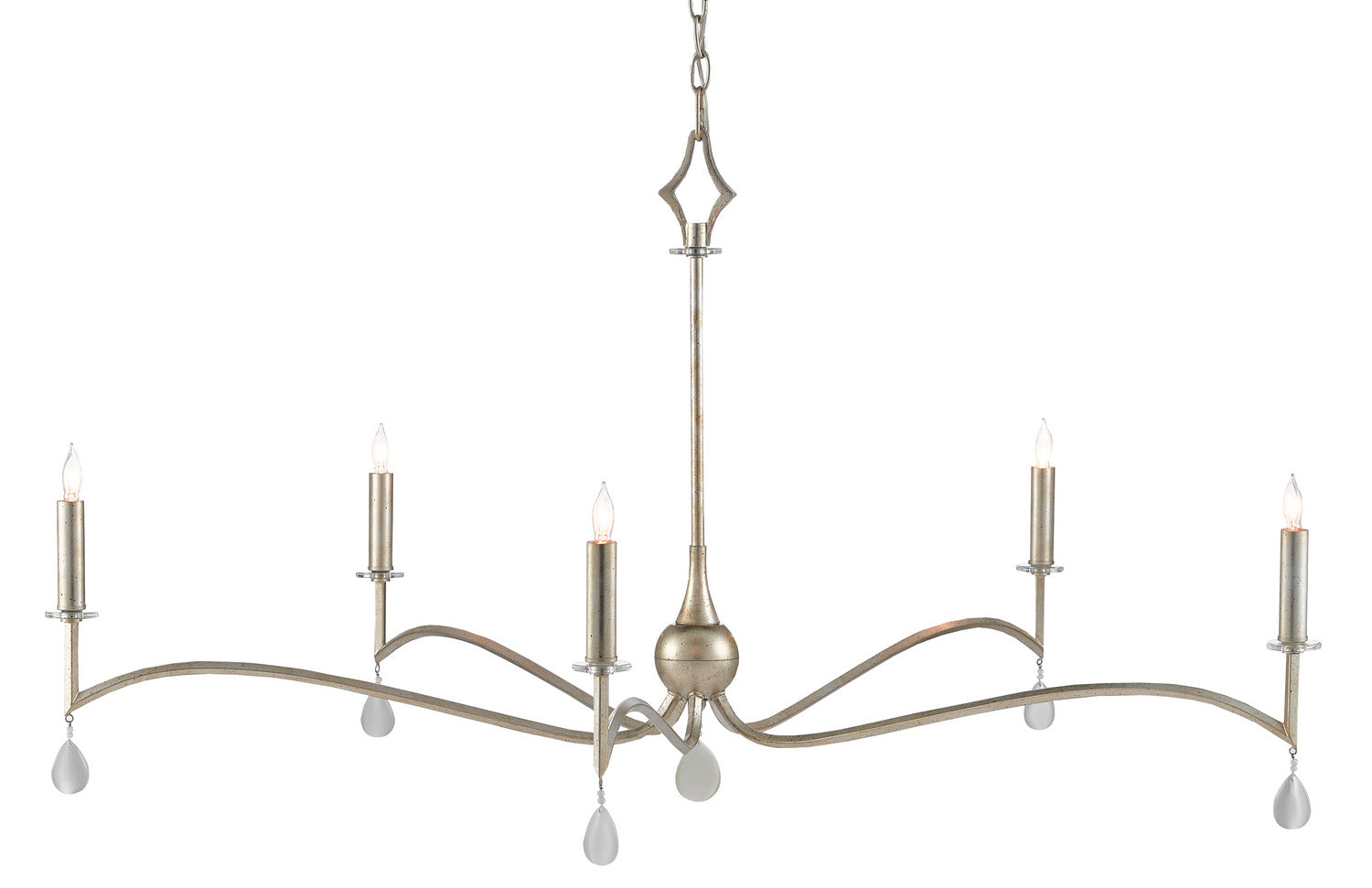 Five Light Chandelier from the Serilana collection in Antique Silver Leaf/Natural finish
