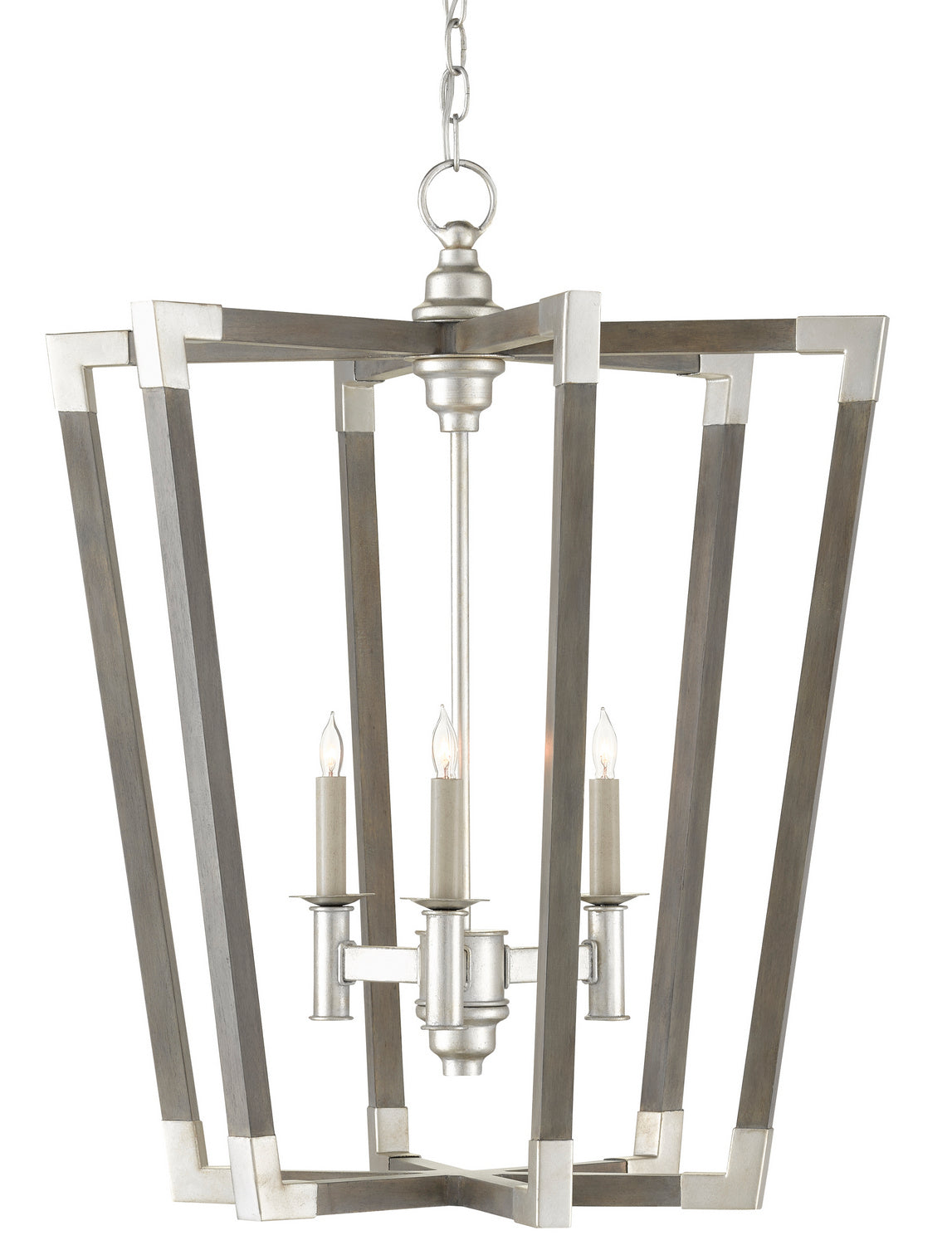 Three Light Chandelier from the Bastian collection in Chateau Gray/Contemporary Silver Leaf finish