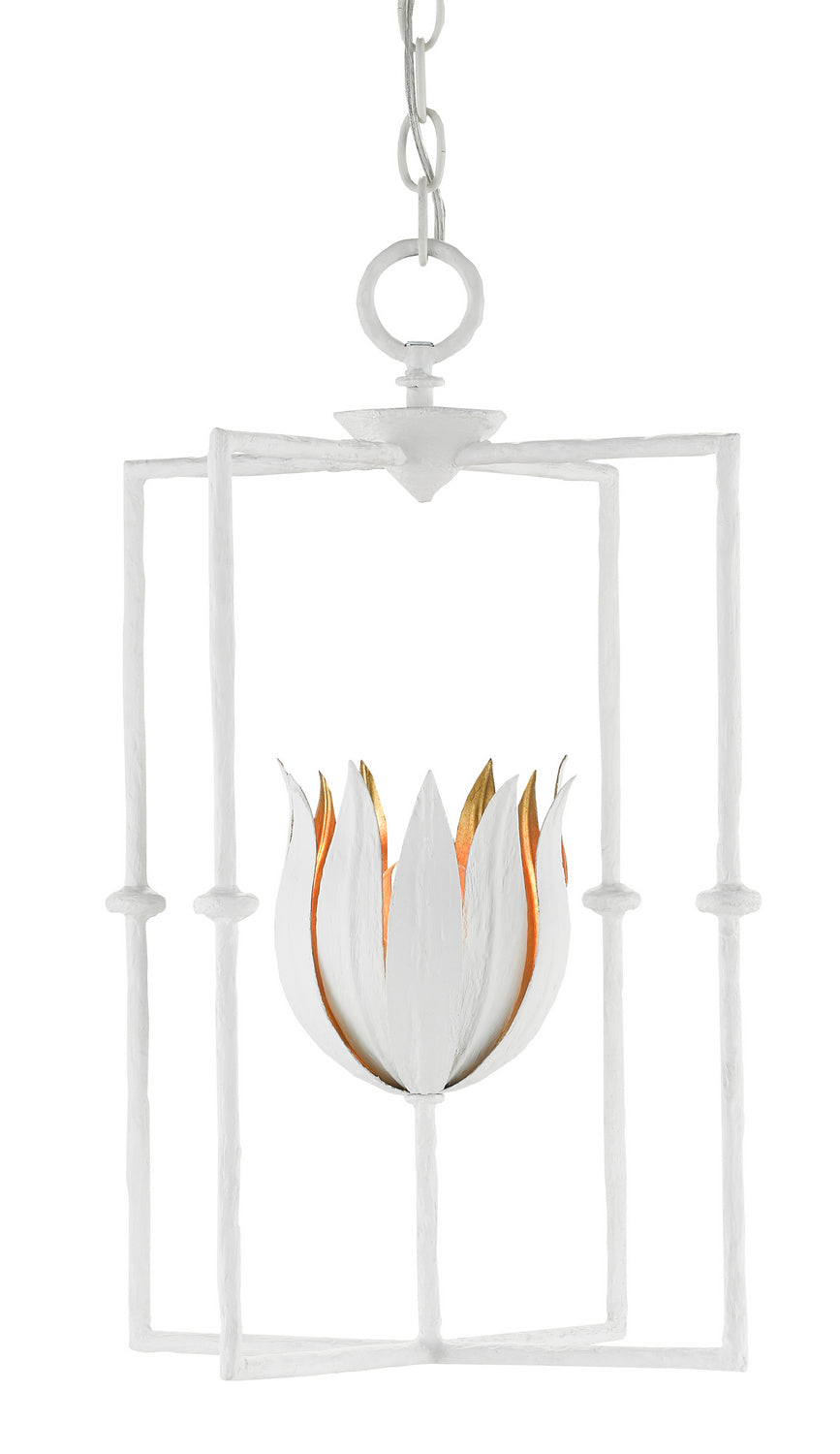 One Light Lantern from the Tulipano collection in Gesso White/Contemporary Gold Leaf finish