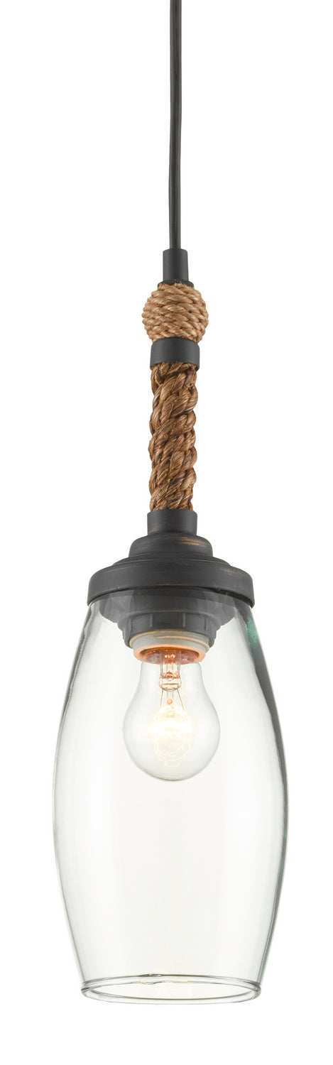 One Light Pendant from the Hightider collection in French Black/Natural Rope finish