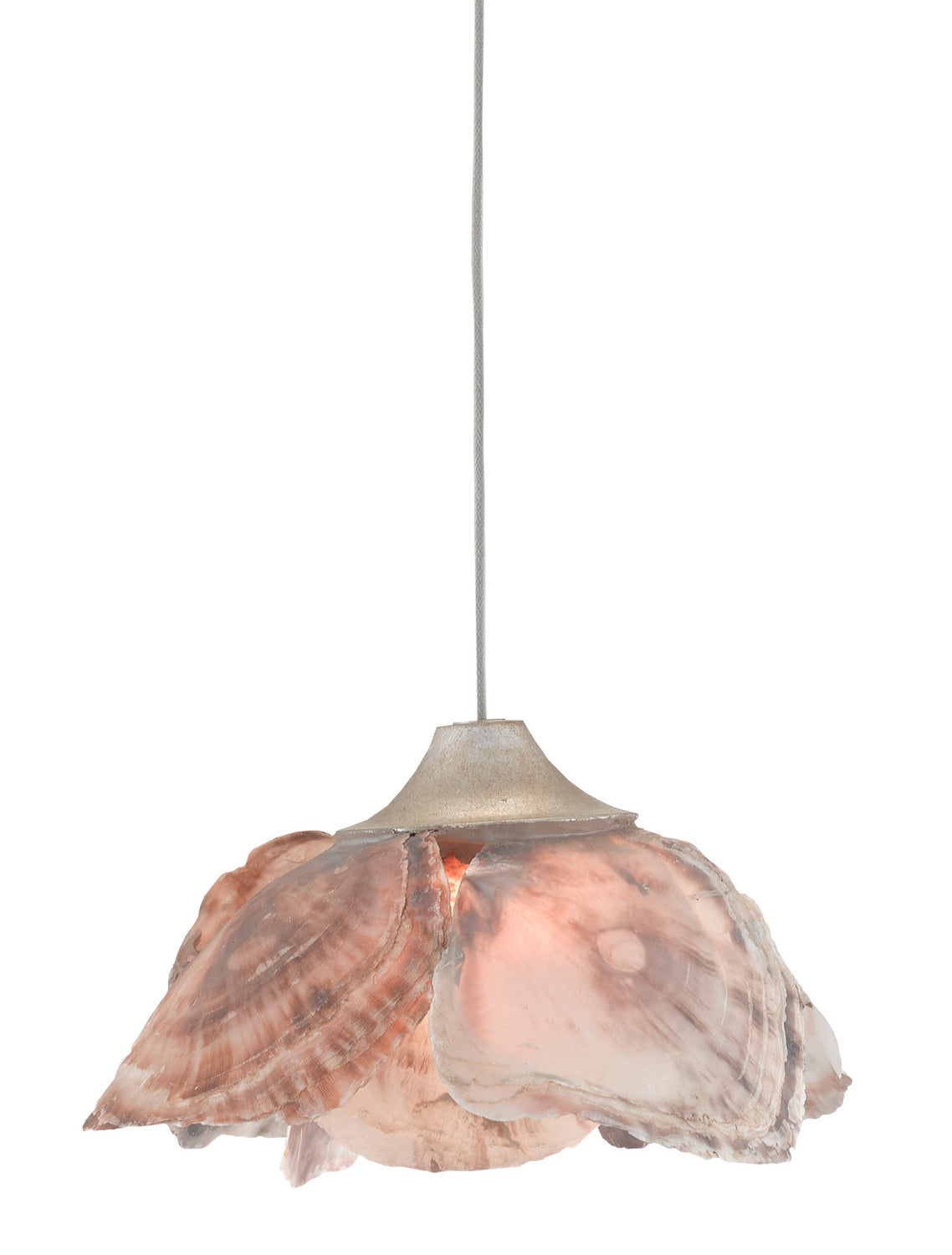 One Light Pendant from the Catrice collection in Painted Silver/Contemporary Silver Leaf/Natural Shell finish