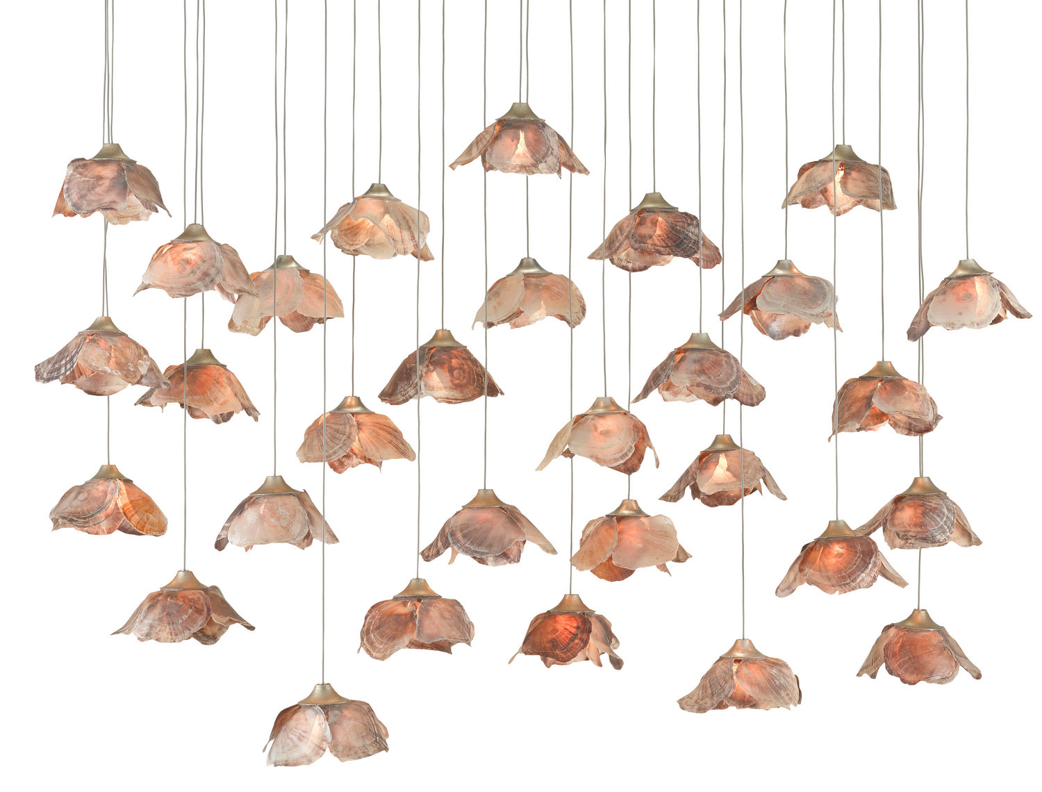 30 Light Pendant from the Catrice collection in Painted Silver/Contemporary Silver Leaf/Natural Shell finish