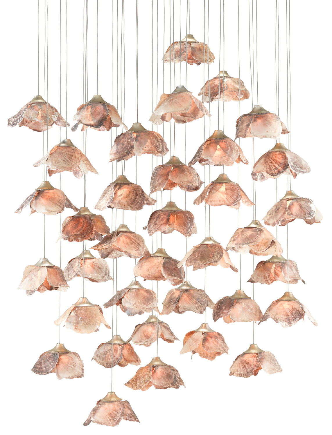 36 Light Pendant from the Catrice collection in Painted Silver/Contemporary Silver Leaf/Natural Shell finish