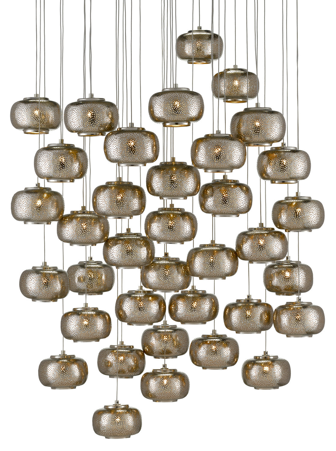 36 Light Pendant from the Pepper collection in Painted Silver/Nickel finish
