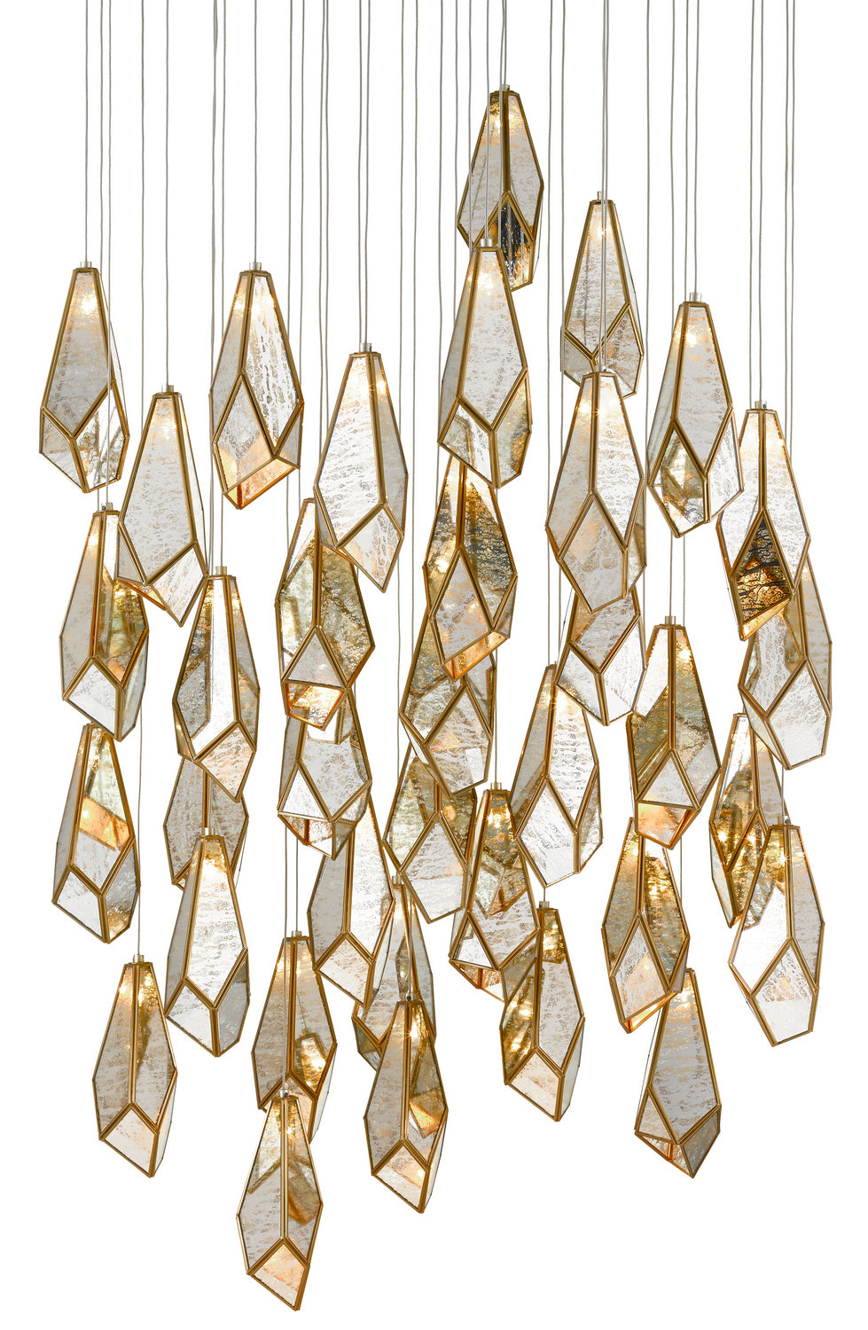 36 Light Pendant from the Glace collection in Painted Silver/Antique Brass finish