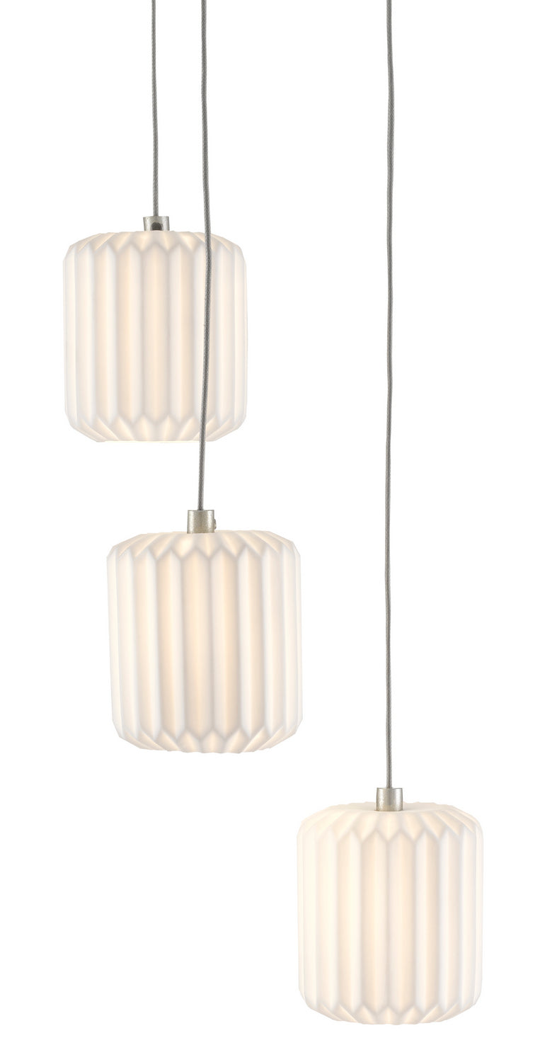 Three Light Pendant from the Dove collection in Painted Silver/White finish