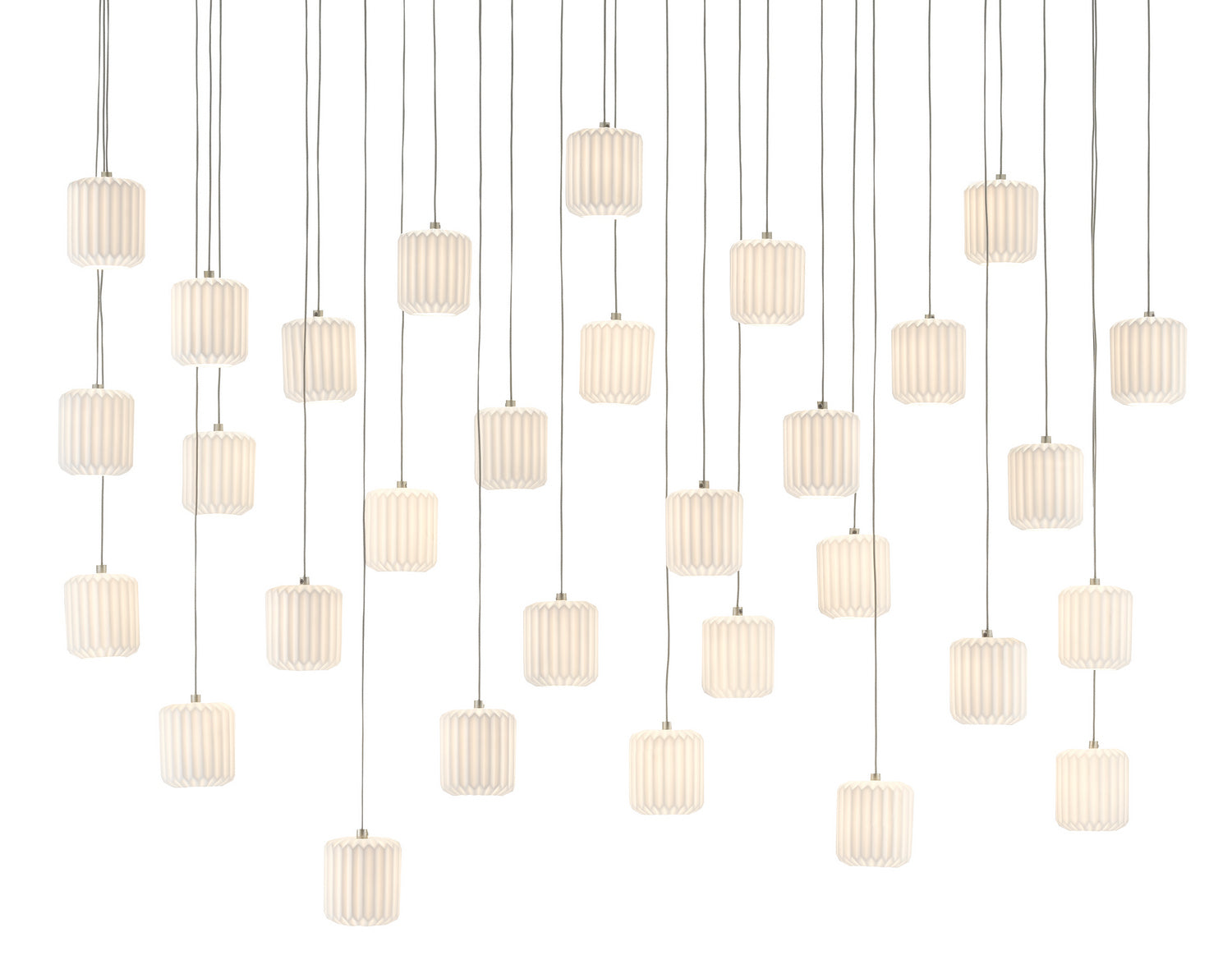 30 Light Pendant from the Dove collection in Painted Silver/White finish