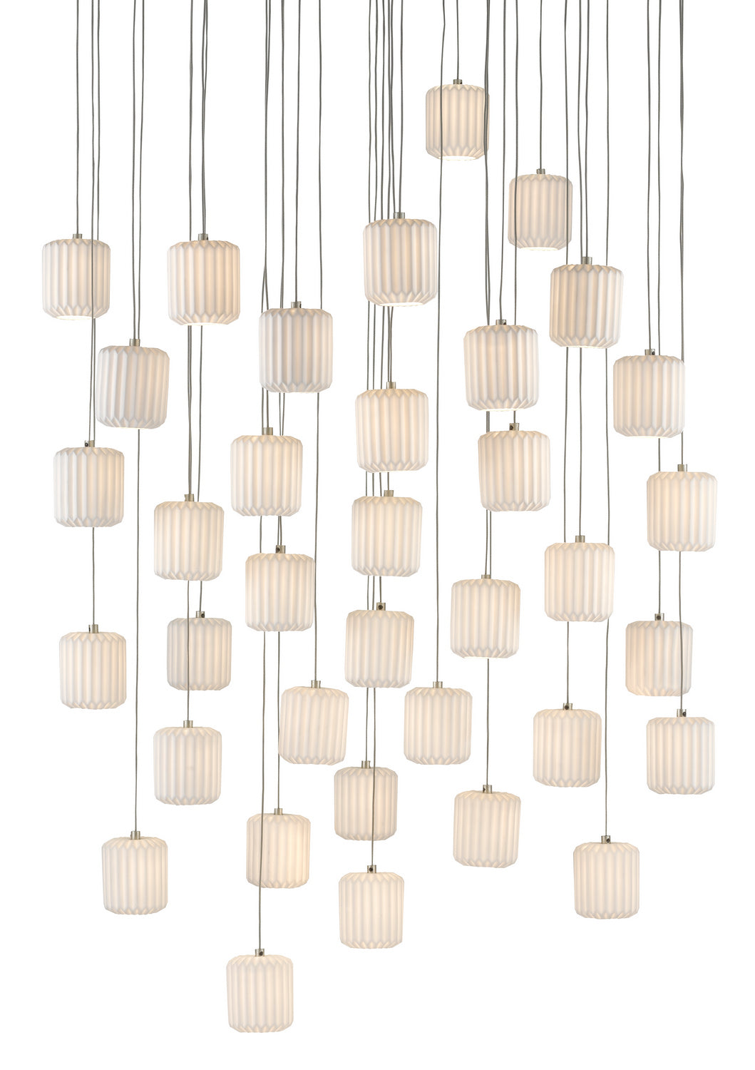 36 Light Pendant from the Dove collection in Painted Silver/White finish