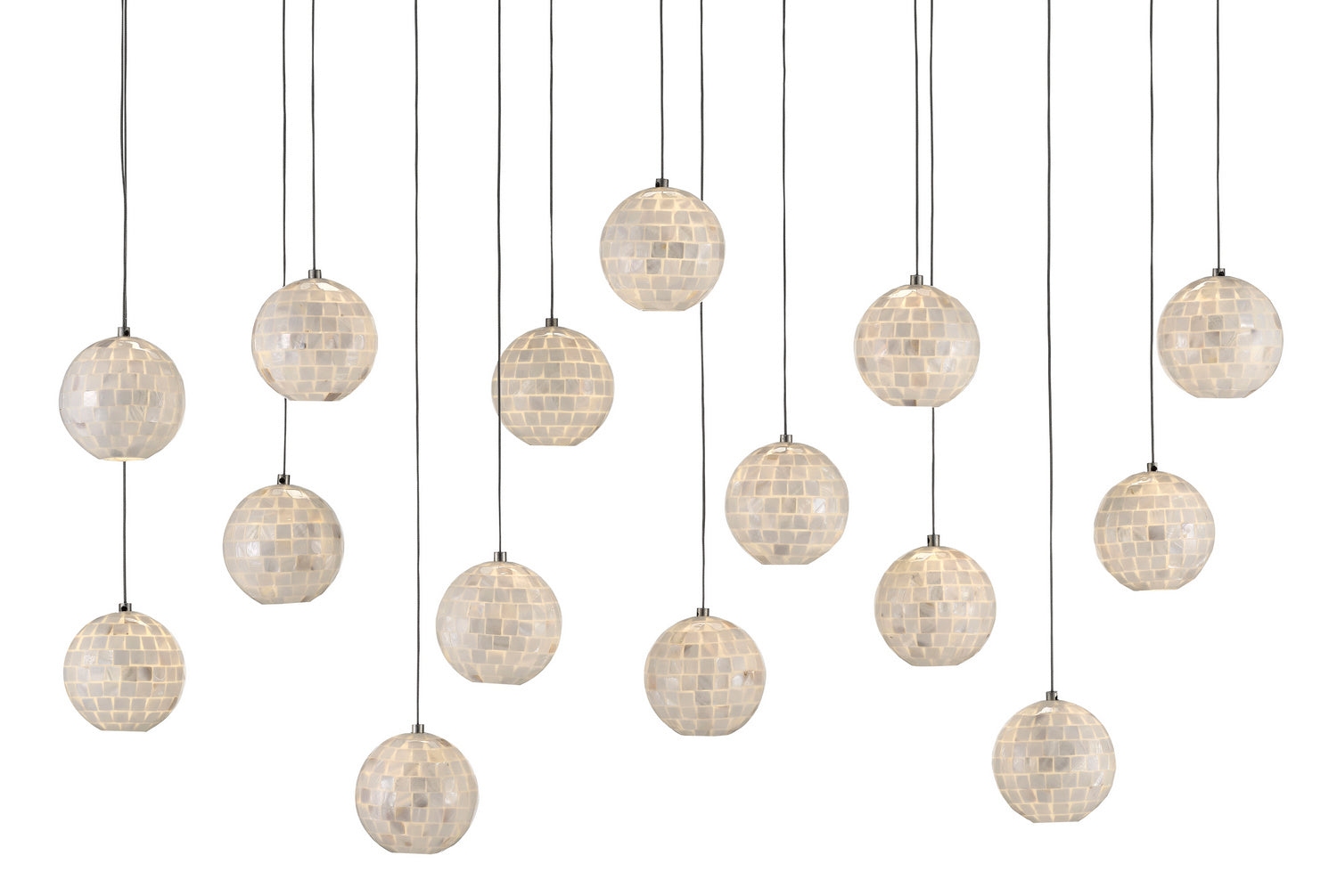 15 Light Pendant from the Finhorn collection in Painted Silver/Pearl finish