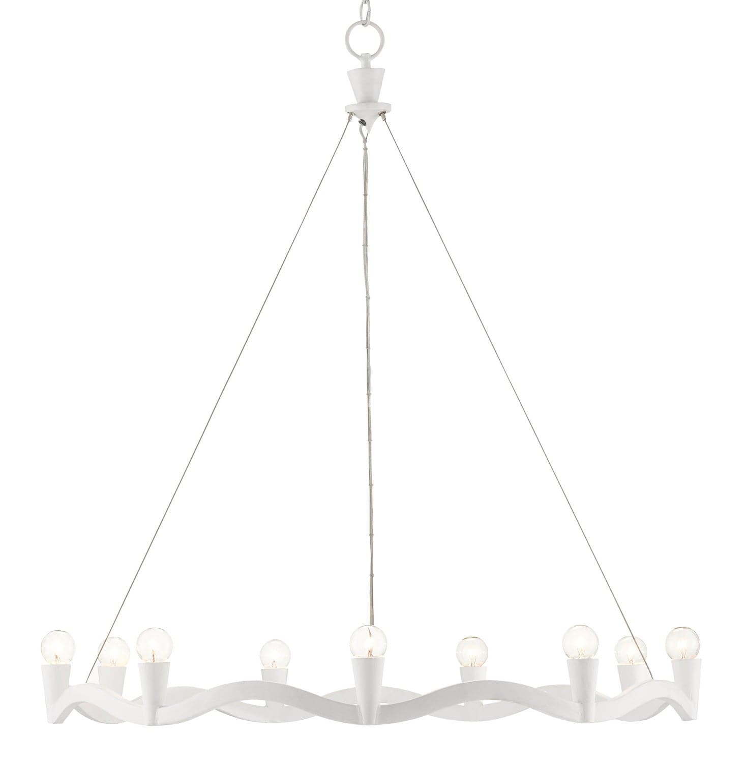 Nine Light Chandelier from the Serpentina collection in Gesso White finish