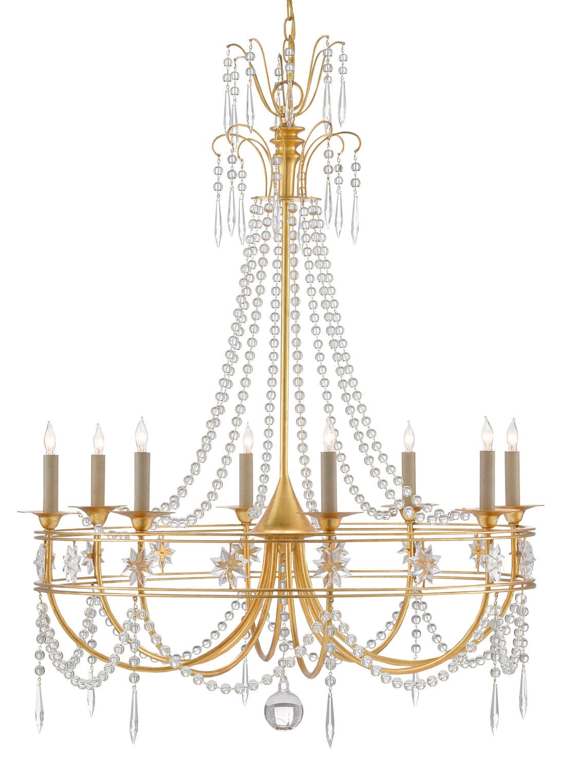 Eight Light Chandelier from the Dream-Maker collection in Antique Gold Leaf finish