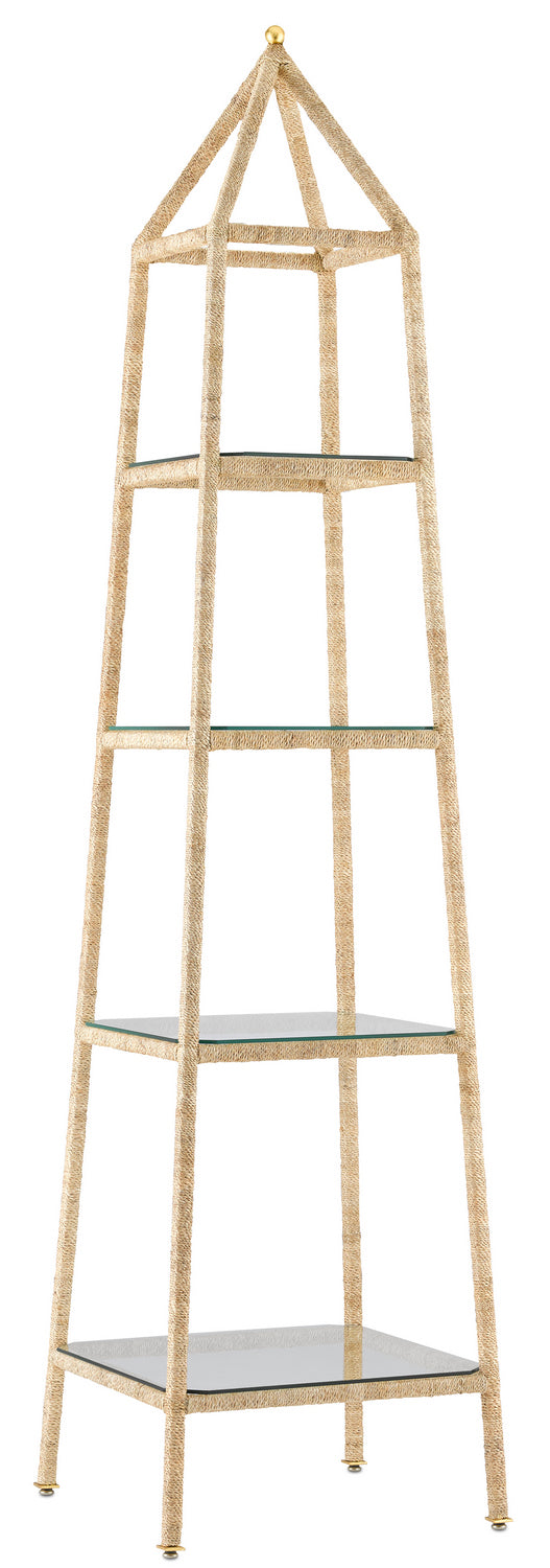Etagere from the Narra collection in Natural Abaca Rope/Contemporary Gold Leaf finish