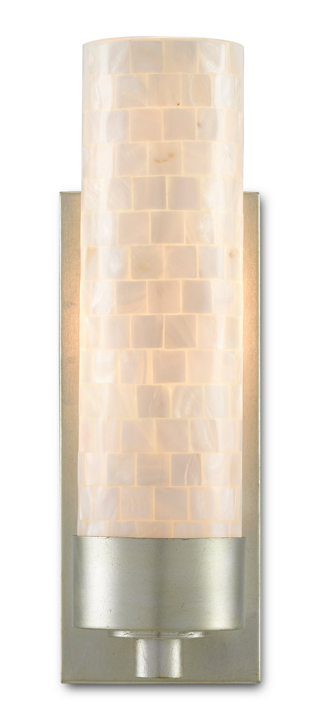 One Light Wall Sconce from the Abadan collection in Pearl/Silver Leaf finish