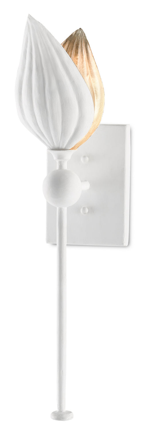One Light Wall Sconce from the Peace collection in Gesso White/Silver Leaf finish