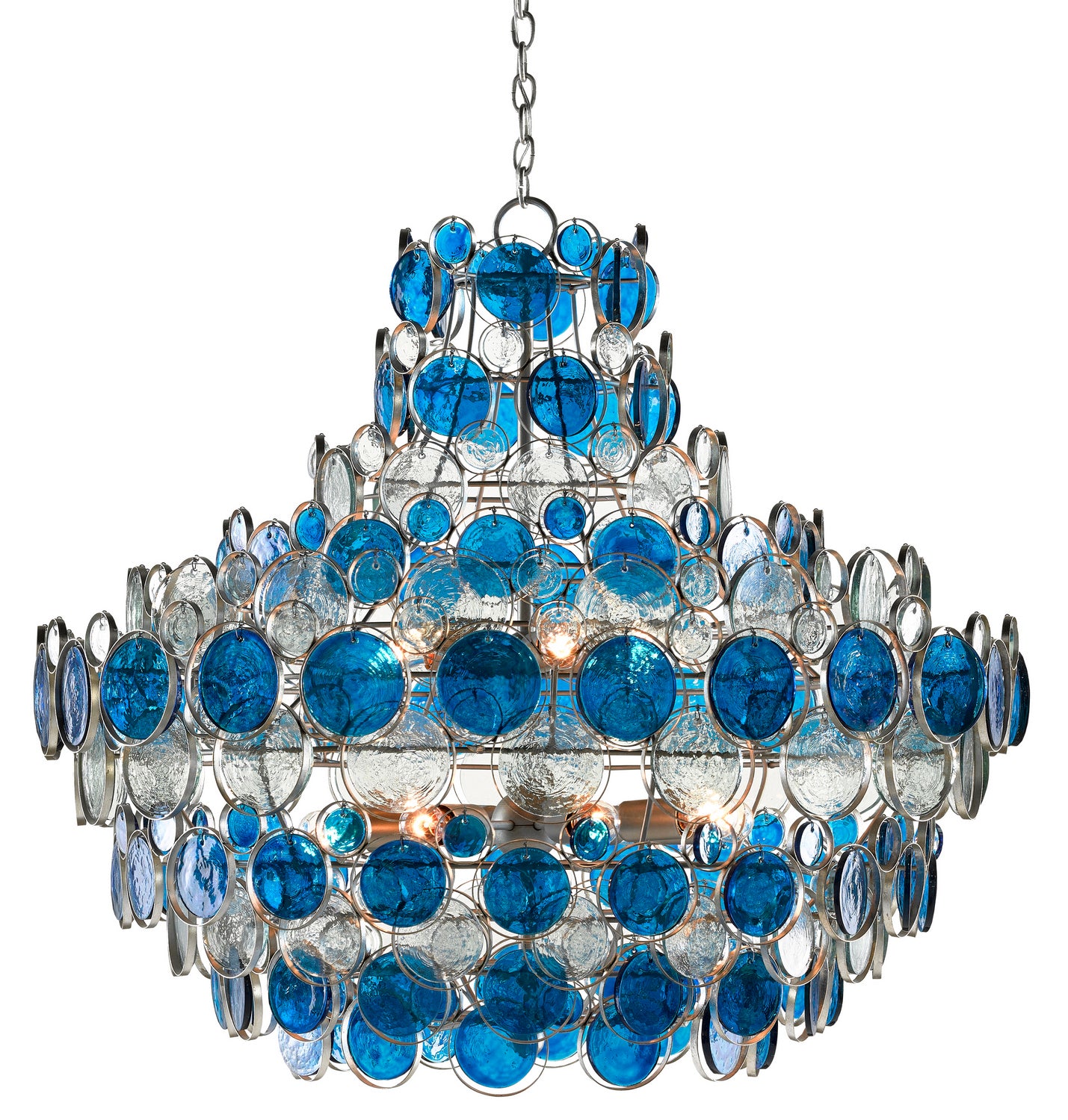 12 Light Chandelier from the Galahad collection in Contemporary Silver Leaf/Painted Silver/Blue finish