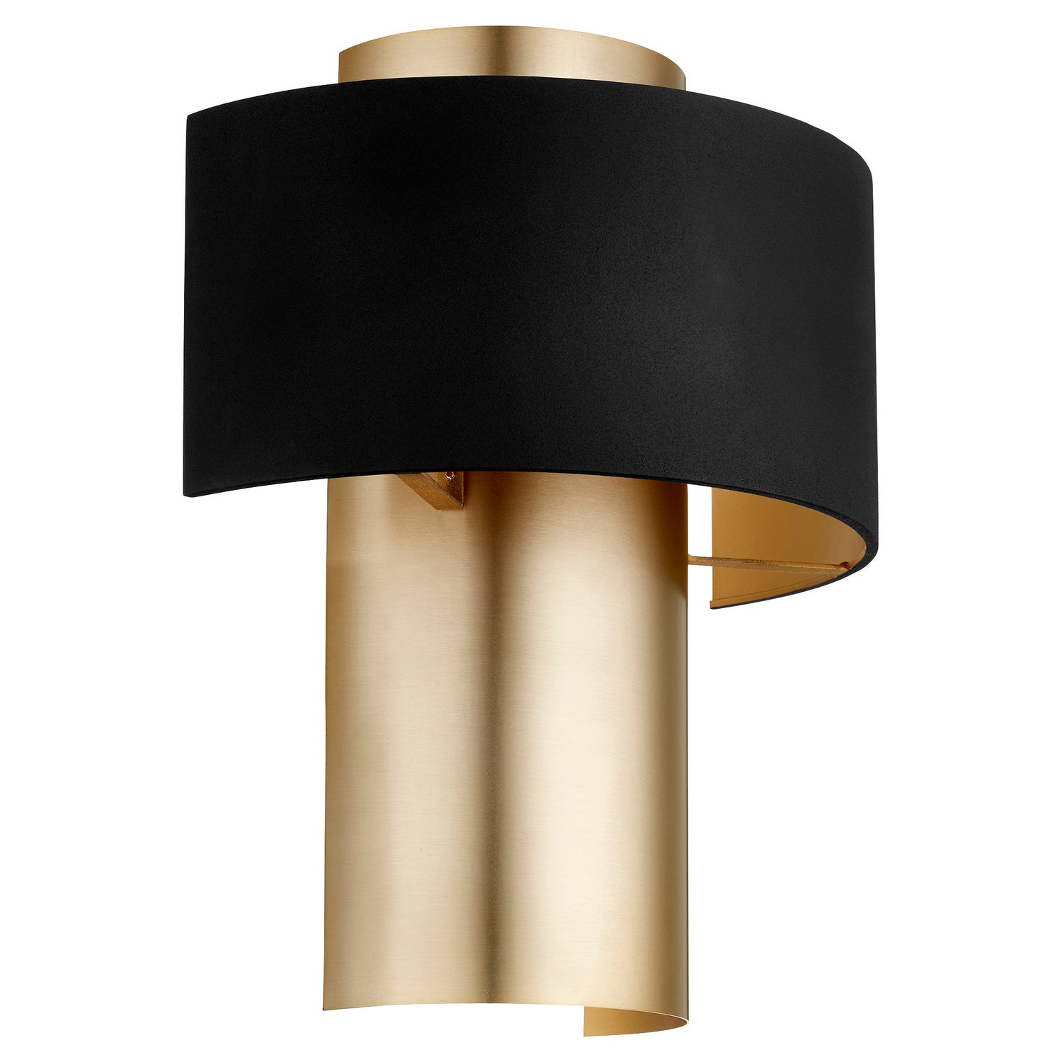Quorum - 5611-6980 - One Light Wall Sconce - 5611 Half Drum Sconce - Textured Black w/ Aged Brass