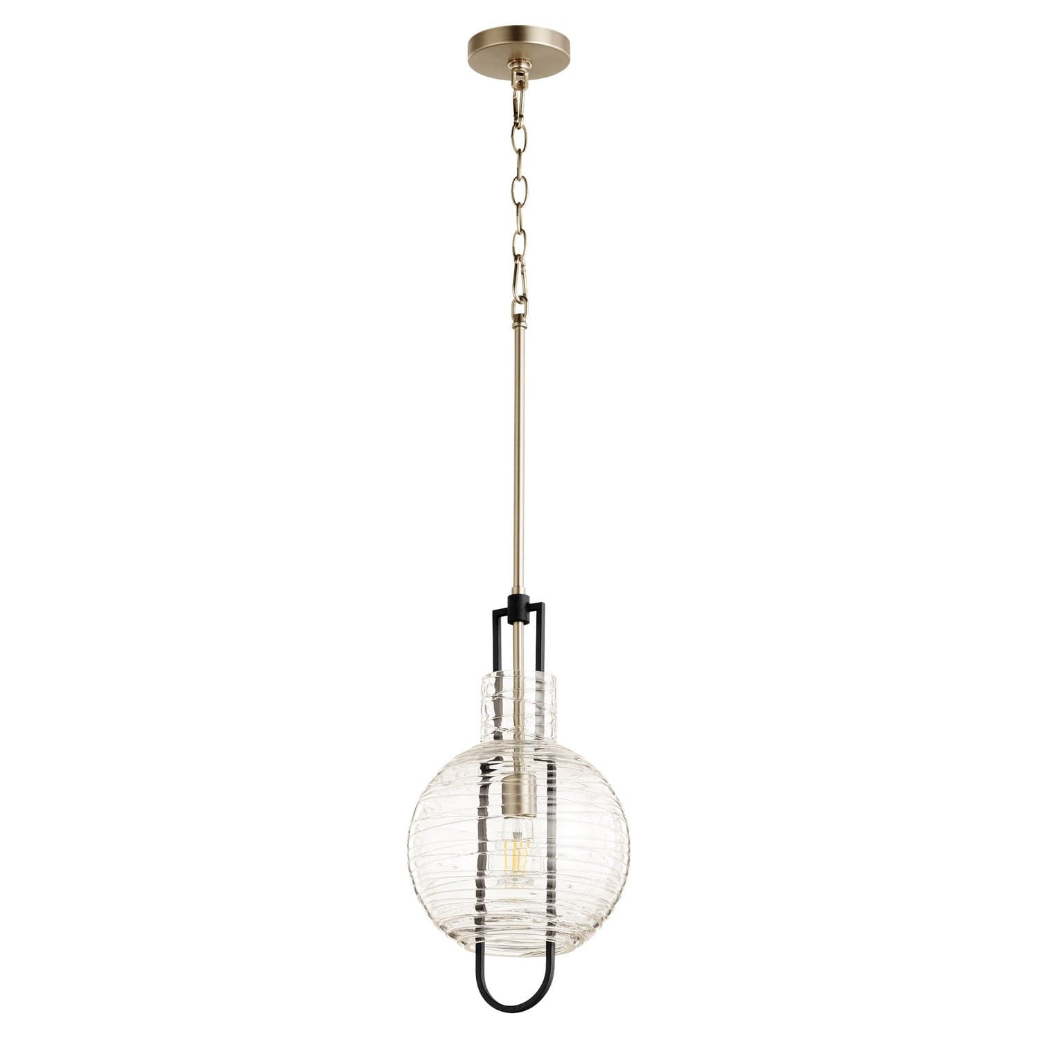 Quorum - 89-10-6965 - One Light Pendant - Textured Glass Pendants - Textured Black w/ Satin Nickel