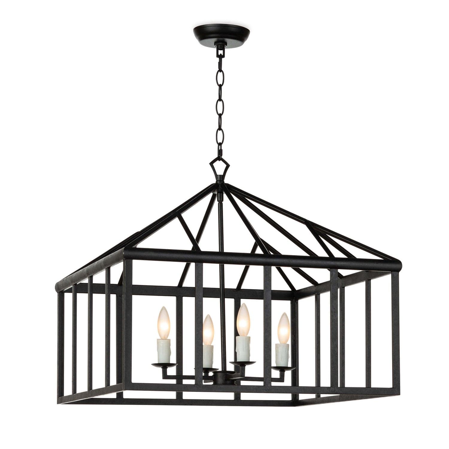 Regina Andrew - 16-1279 - Four Light Lantern - Verdant - Blackened Iron