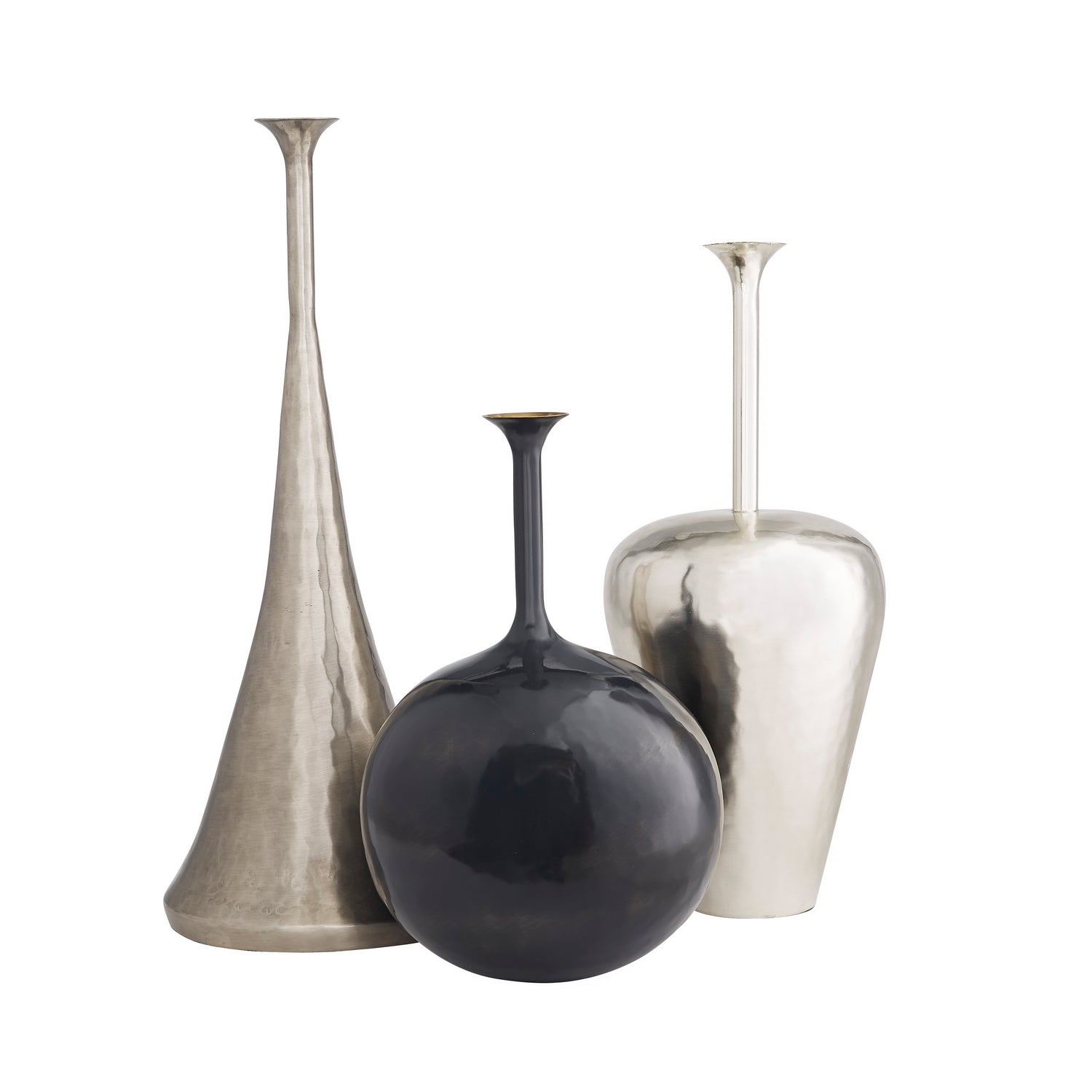 Vases, Set of 3 from the Gyles collection in Polished Nickel finish