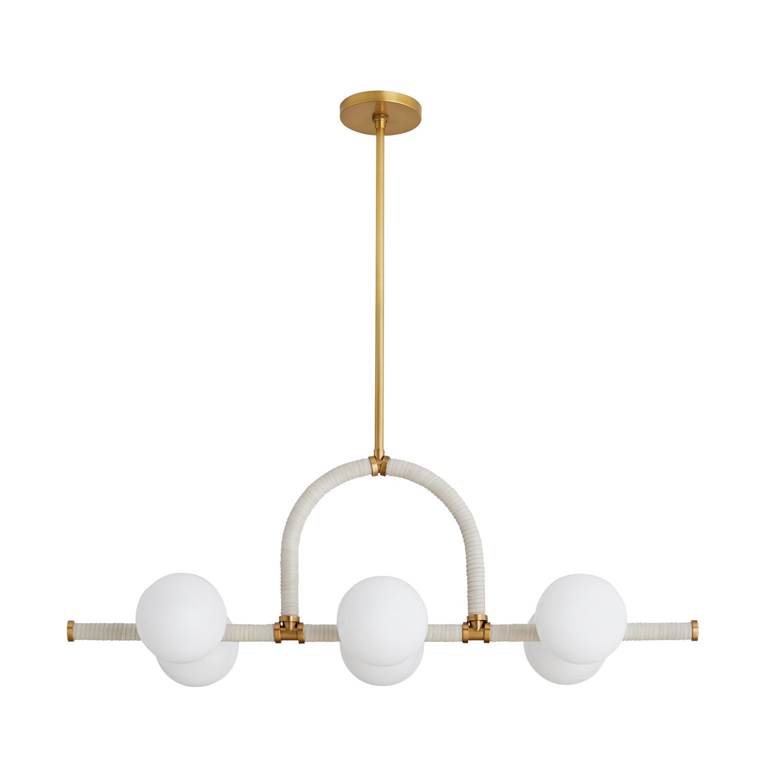 Six Light Linear Chandelier from the Harrison collection in Antique Brass finish