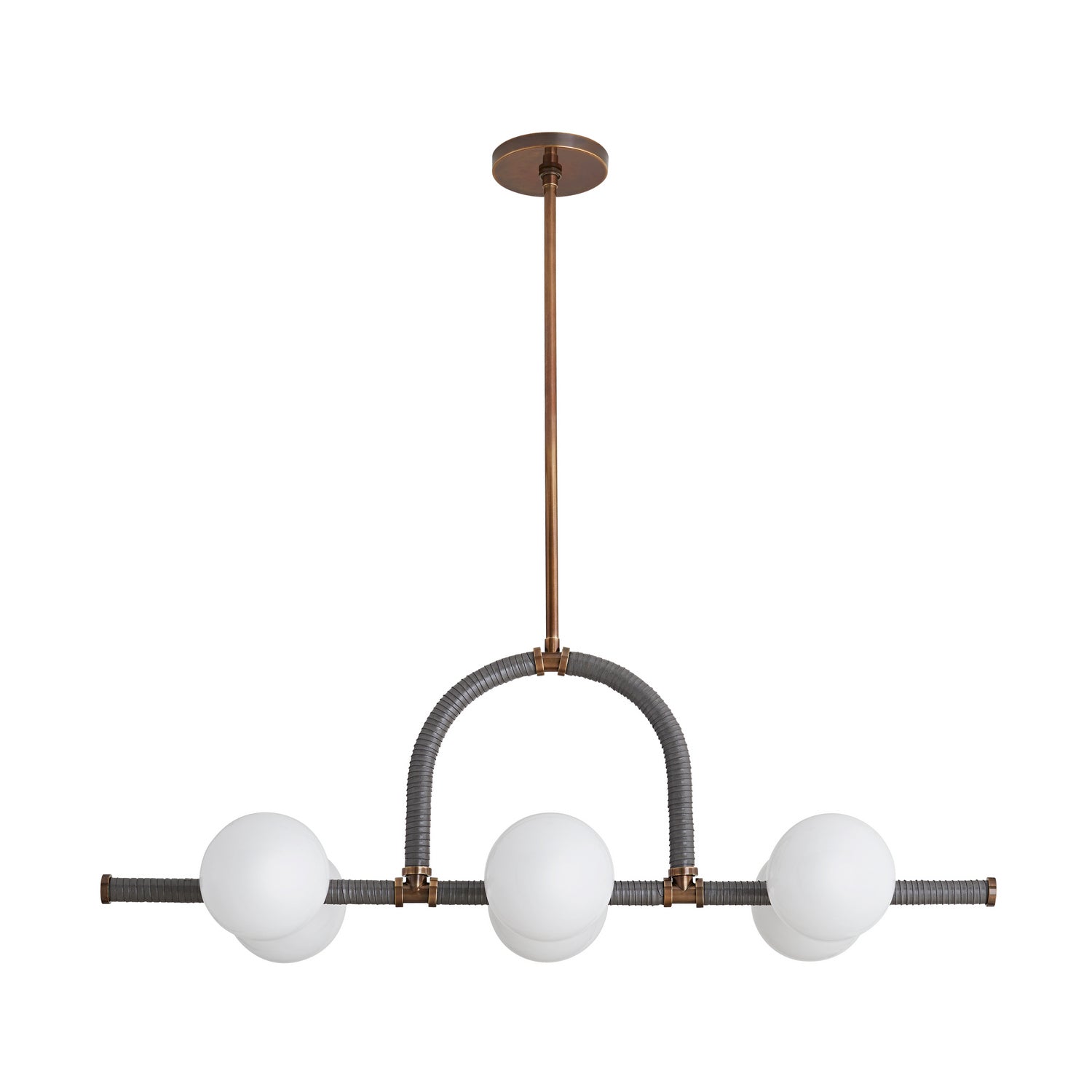 Six Light Linear Chandelier from the Harrison collection in Heritage Brass finish