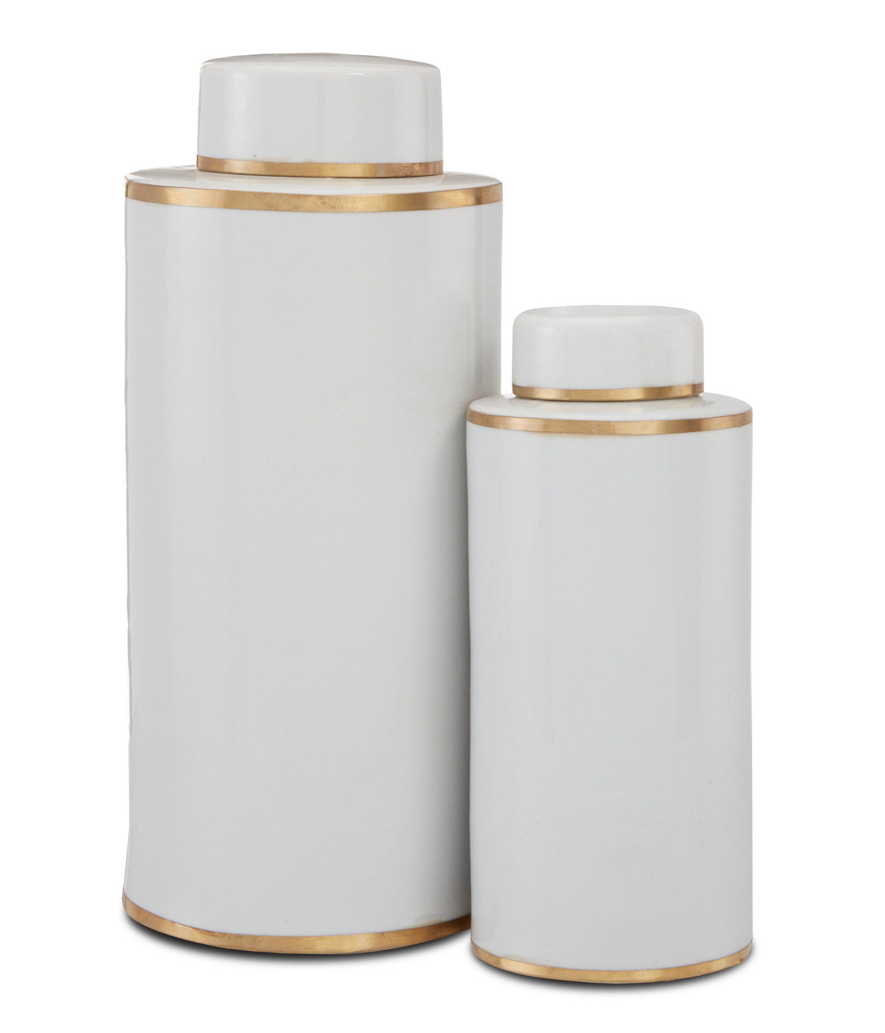Canister Set of 2 from the Ivory collection in White/Antique Brass finish