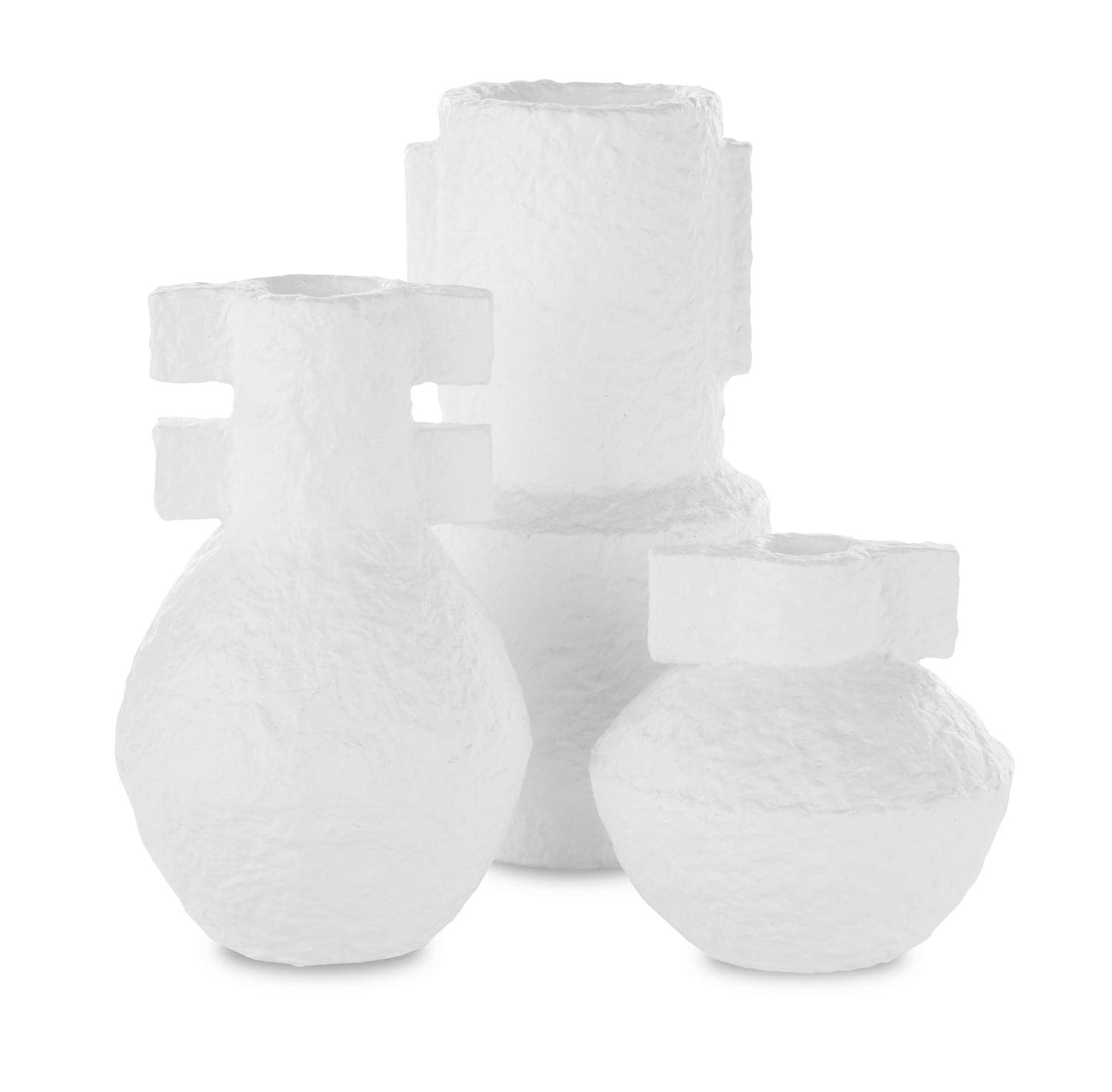 Vase Set of 3 from the Aegean collection in Textured White finish