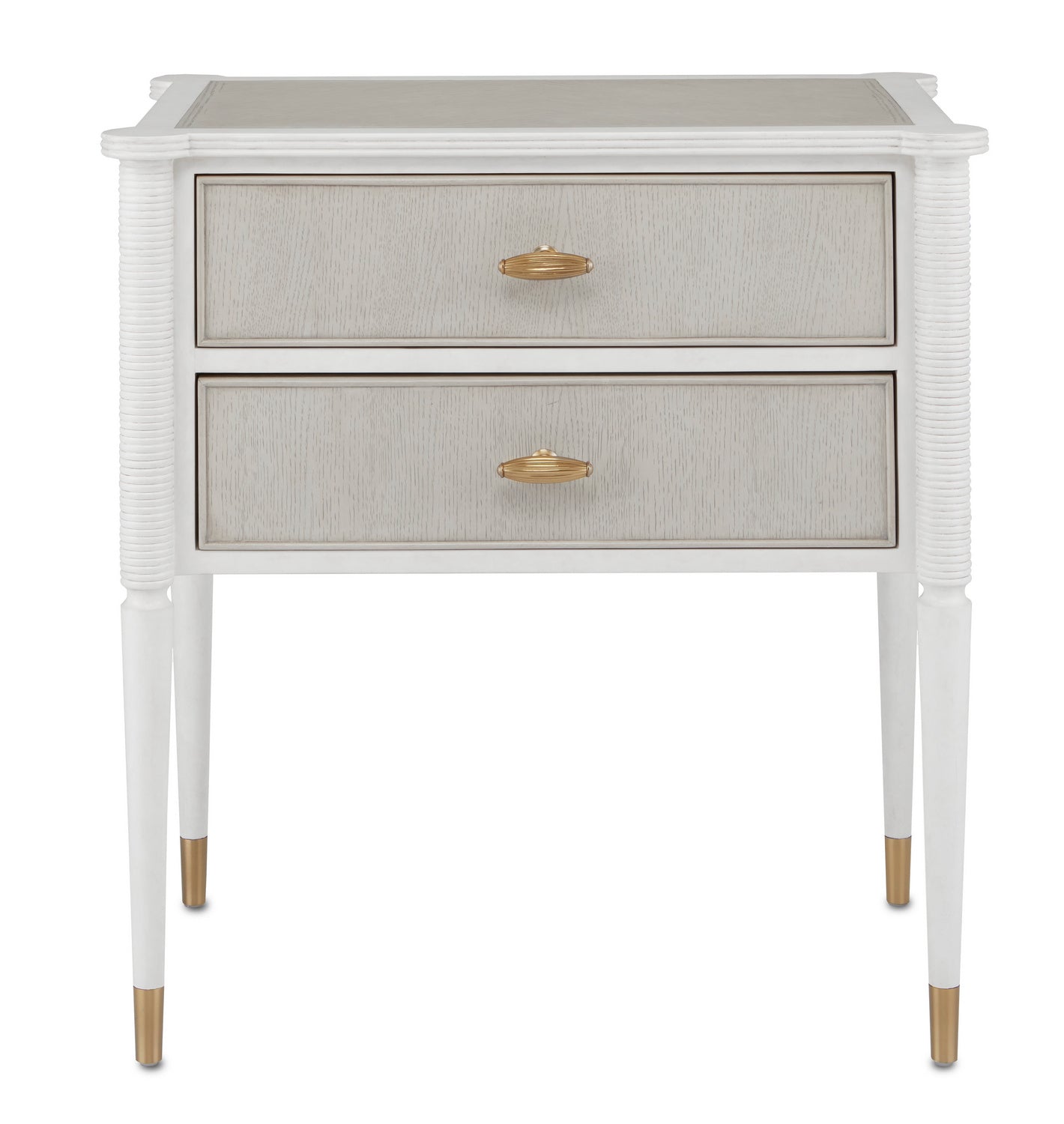 Nightstand from the Winterthur collection in Off White/Fog/Brass finish