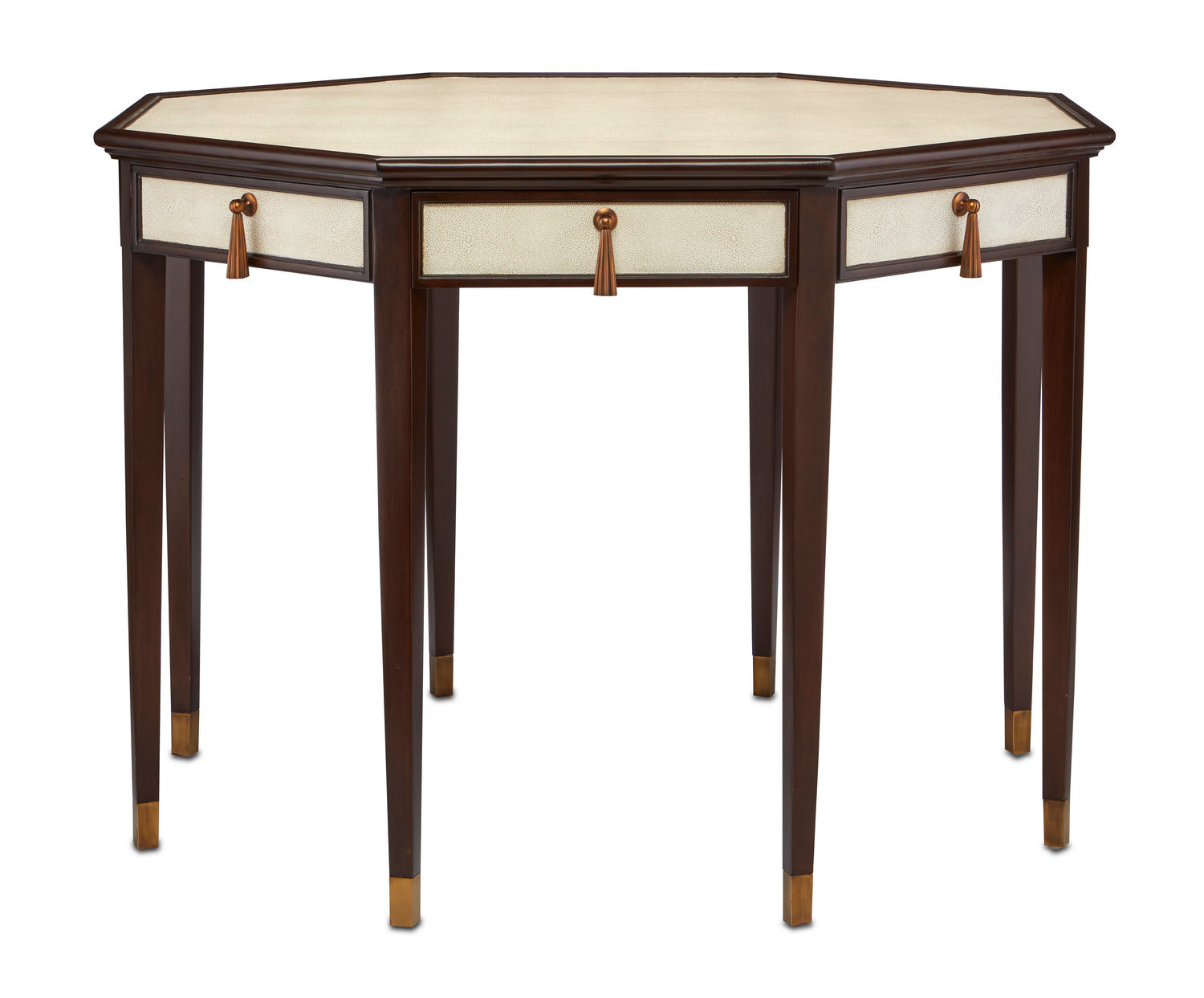 Entry Table from the Evie collection in Ivory/Dark Walnut/Brass finish