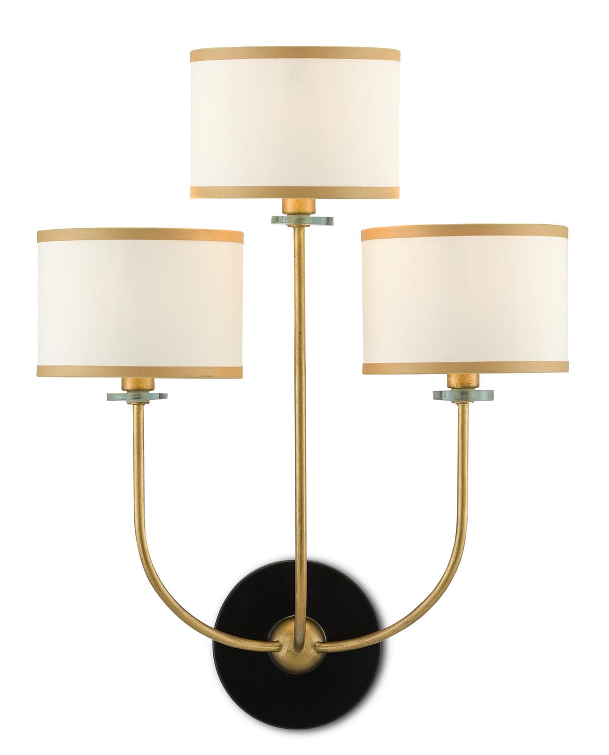 Three Light Wall Sconce from the Croydon collection in Brass/Satin Black/White finish