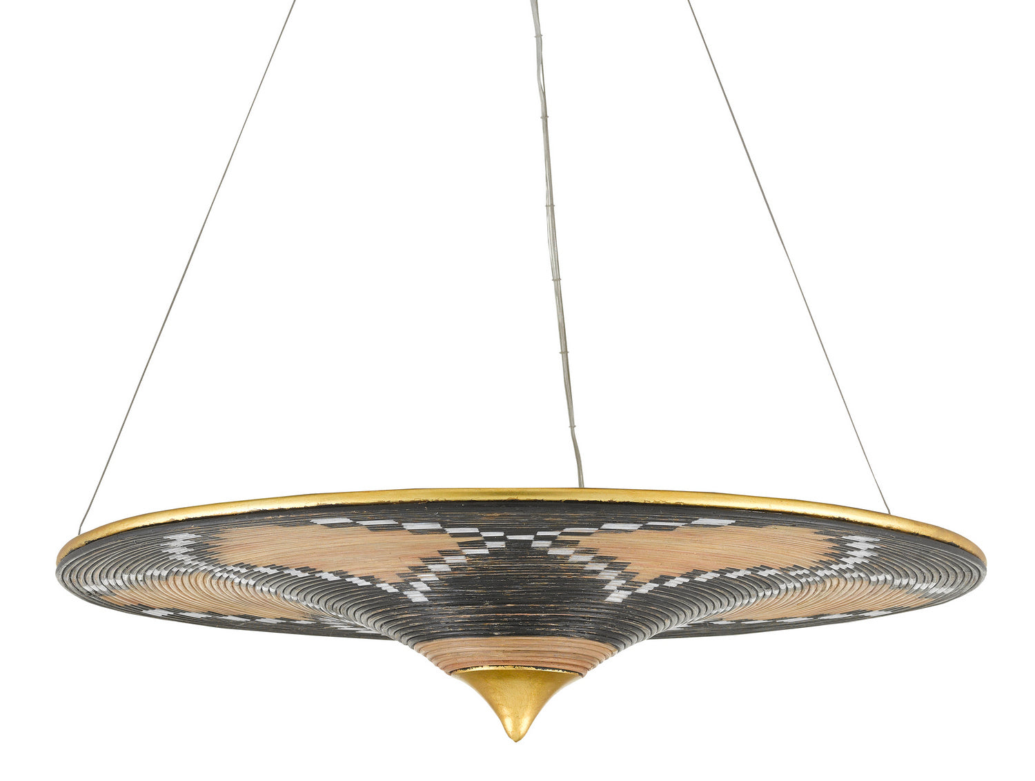 Three Light Chandelier from the Canaan collection in Contemporary Gold Leaf/Distressed Black/Distressed White finish