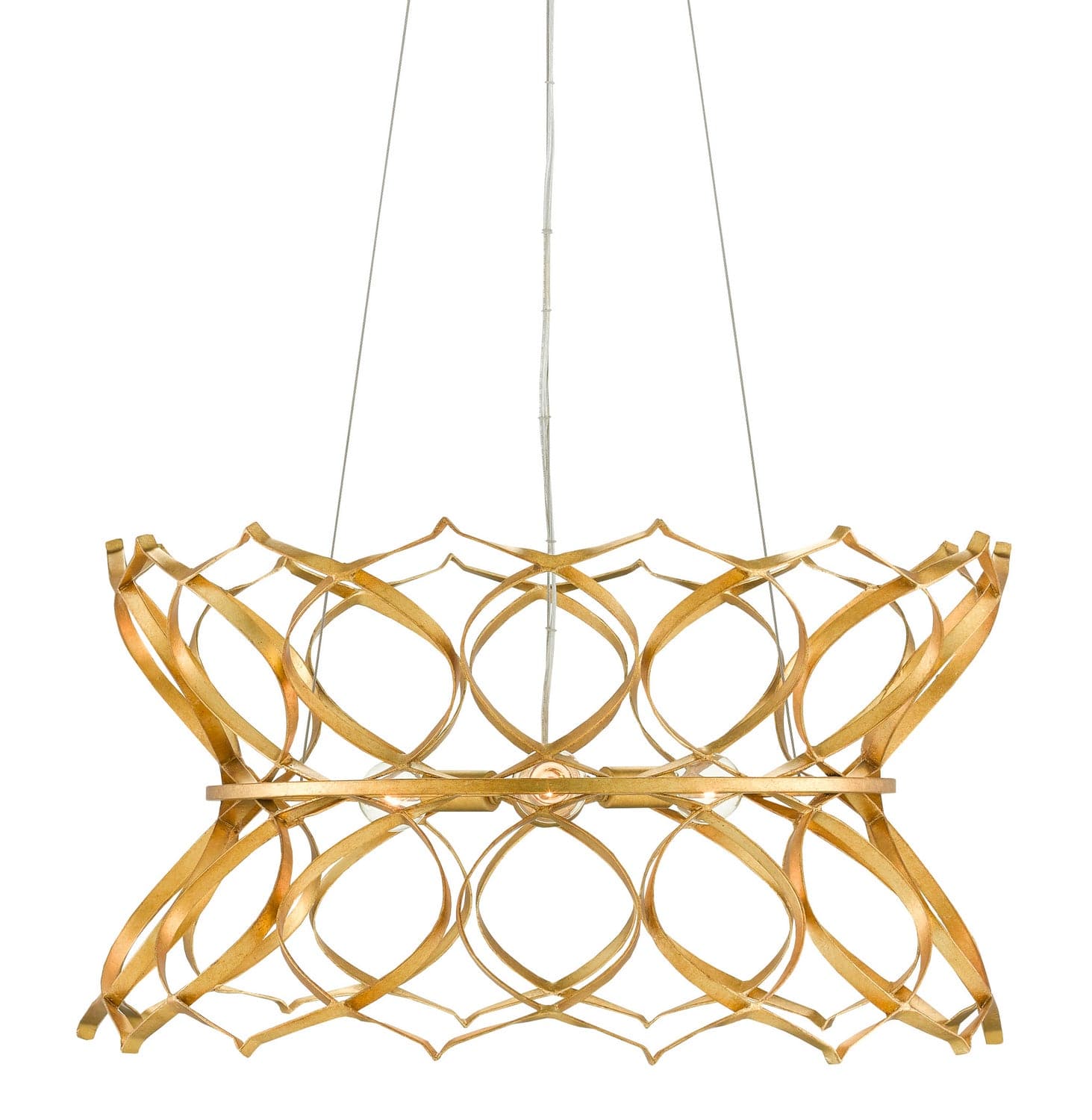 Three Light Chandelier from the Clelia collection in Contemporary Gold Leaf finish