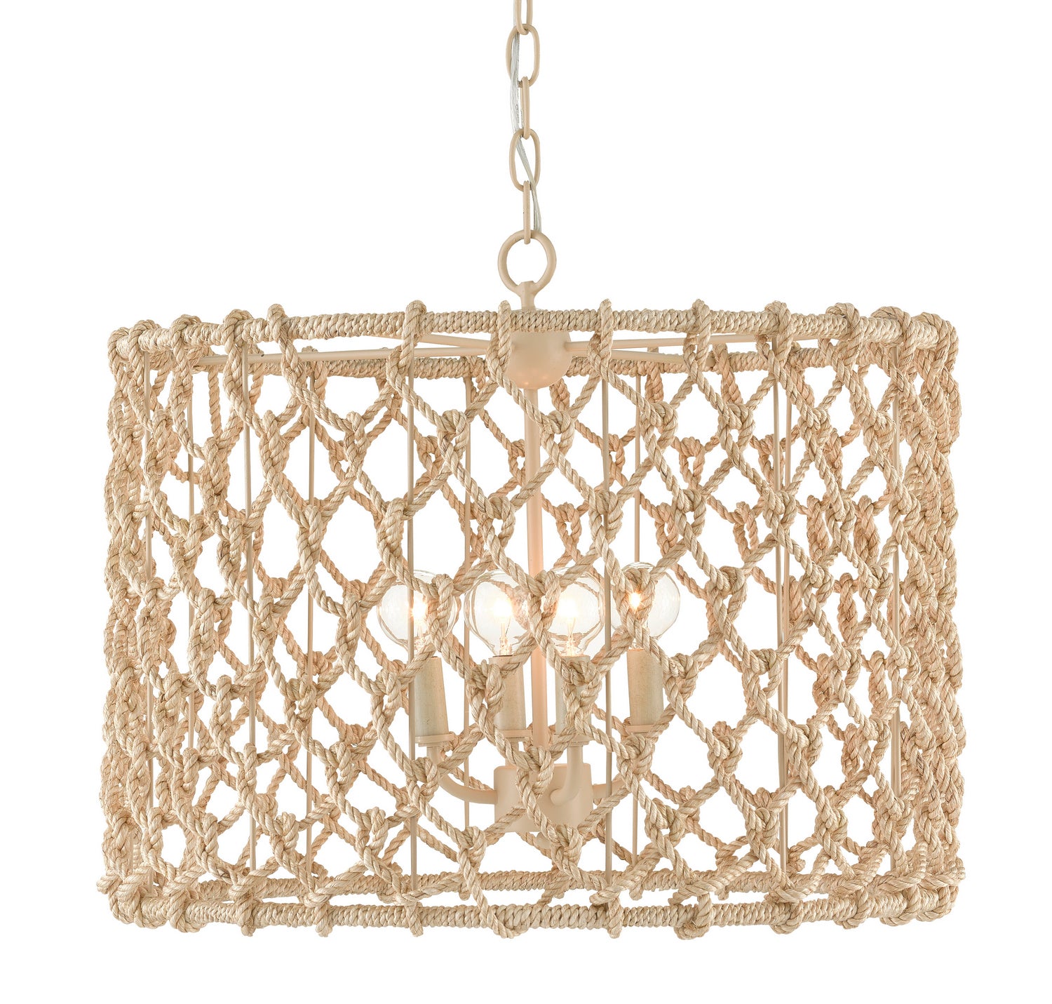 Four Light Chandelier from the Chesapeake collection in Beige/Smokewood/Natural Rope finish