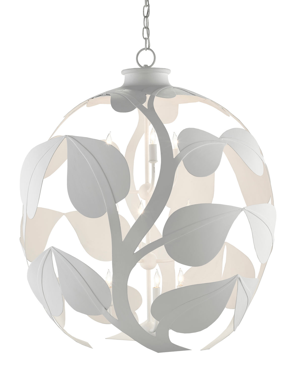 Nine Light Chandelier from the Plumeria collection in Gesso White finish