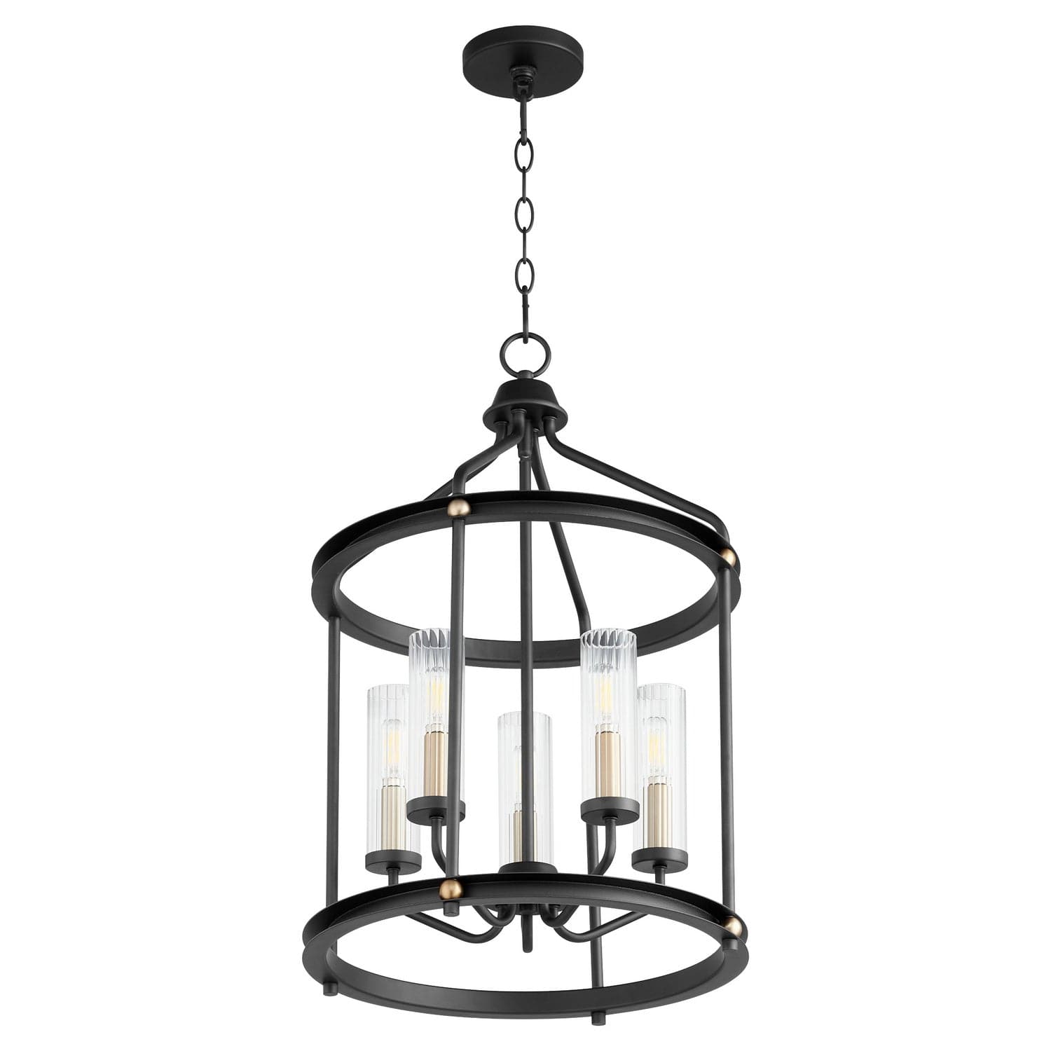 Quorum - 829-5-6980 - Five Light Entry Pendant - Empire - Textured Black w/ Aged Brass