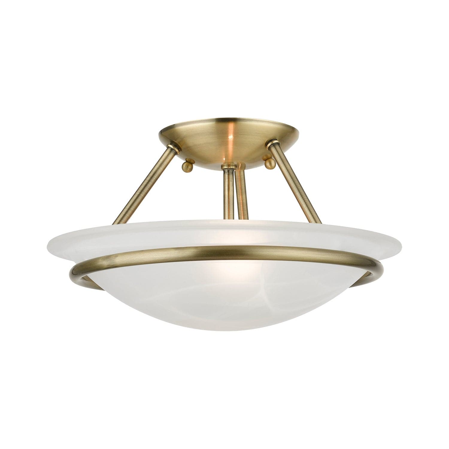 Livex Lighting - 4823-01 - Two Light Semi-Flush Mount - Newburgh - Antique Brass