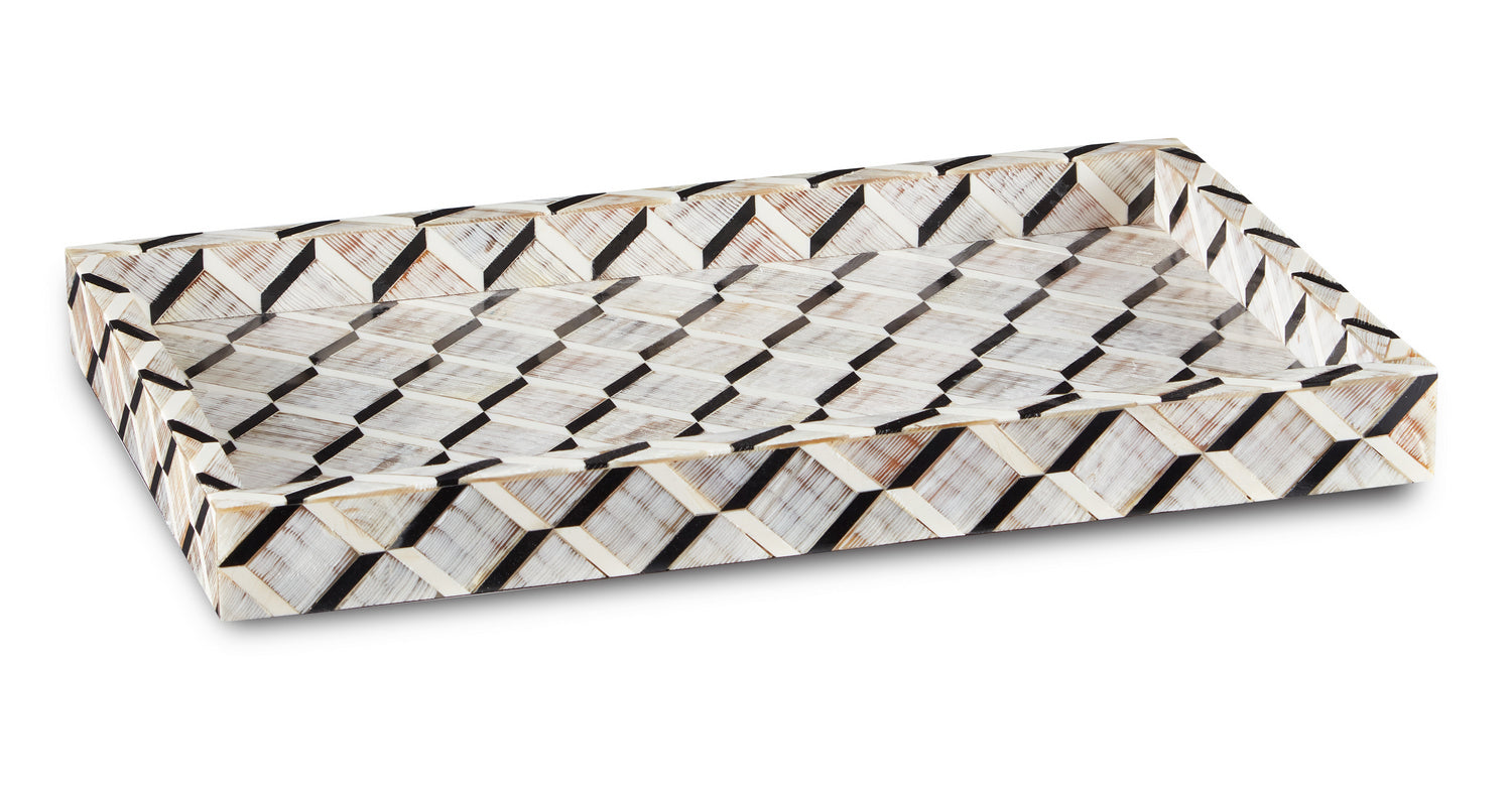 Tray from the Derian collection in Black/White/Natural finish