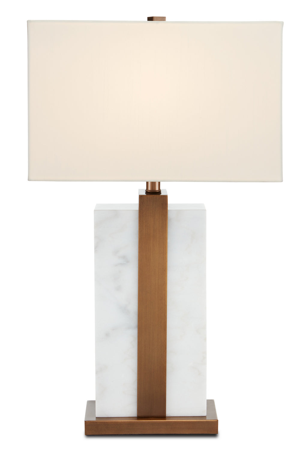 One Light Table Lamp from the Catriona collection in White Marble/Antique Brass finish