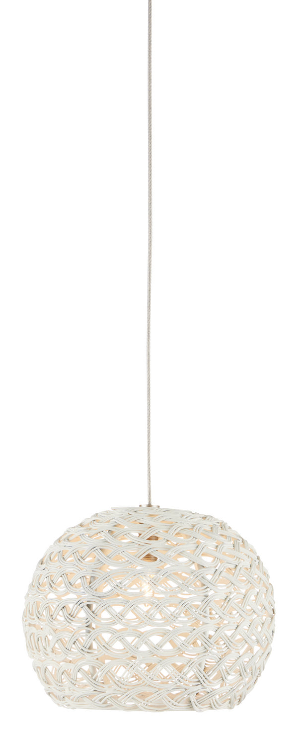 One Light Pendant from the Piero collection in White/Painted Silver finish