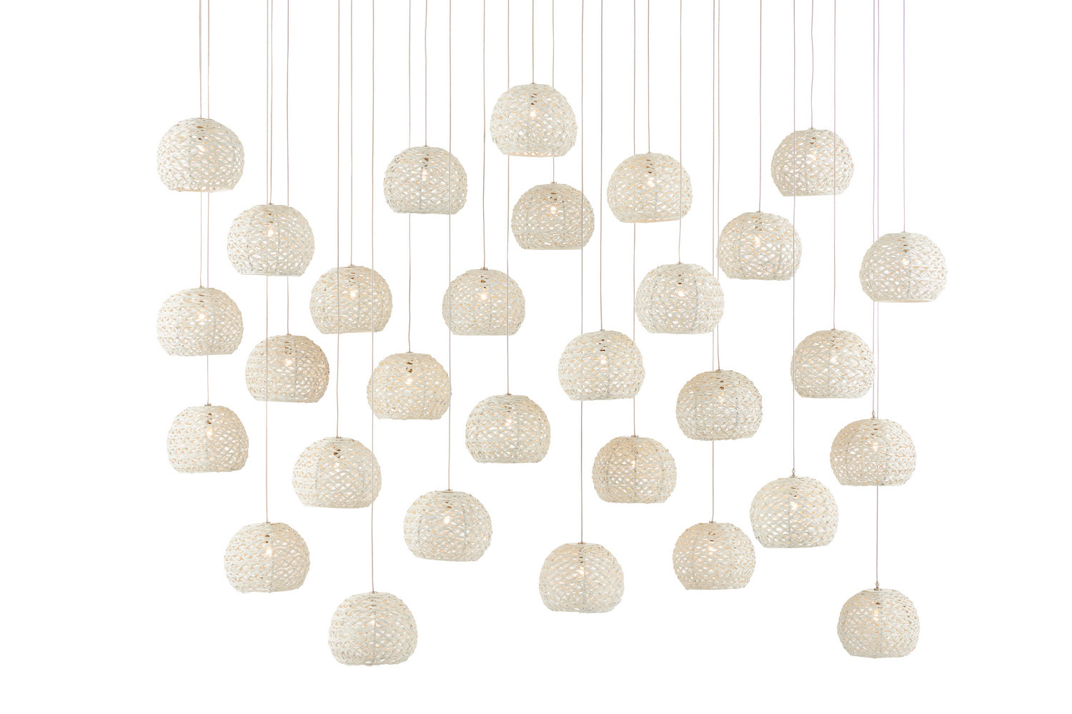30 Light Pendant from the Piero collection in White/Painted Silver finish
