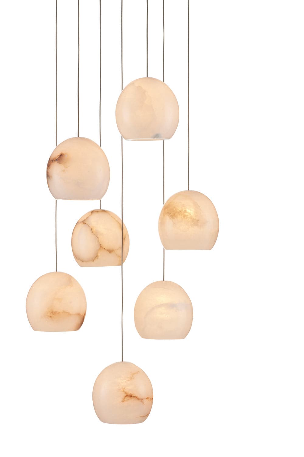 Seven Light Pendant from the Lazio collection in Natural/Painted Silver finish