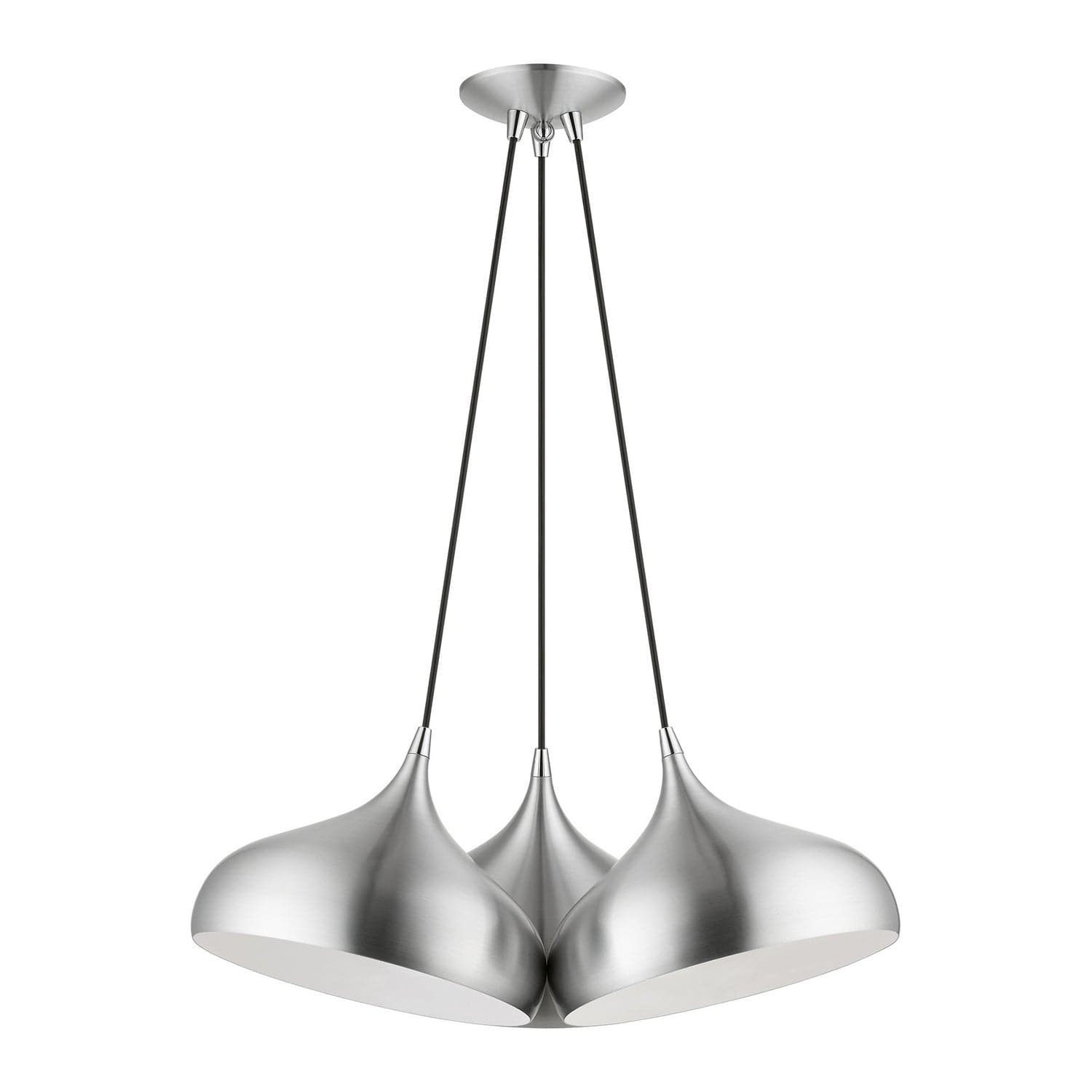 Livex Lighting - 41053-66 - Three Light Pendant - Amador - Brushed Aluminum w/ Polished Chromes