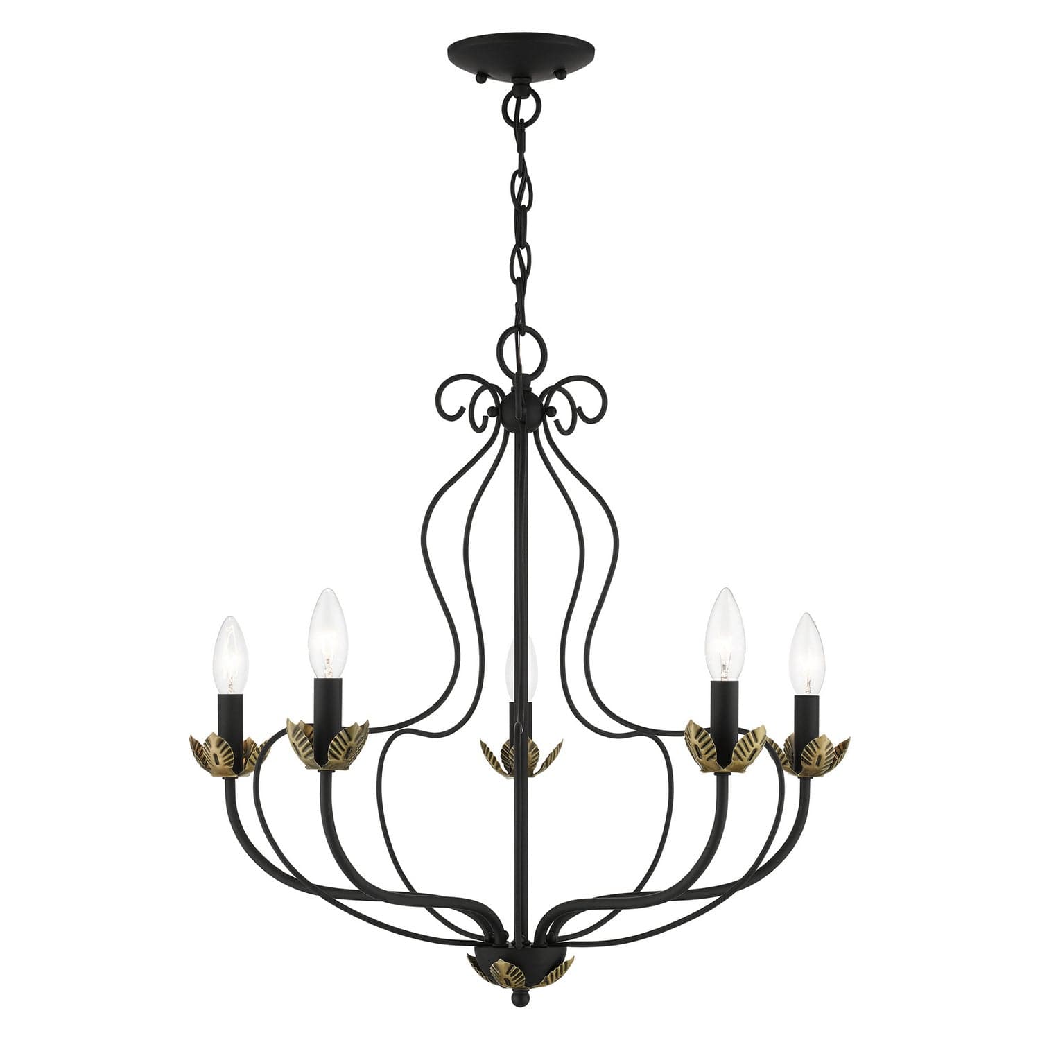 Livex Lighting - 42905-04 - Five Light Chandelier - Katarina - Black w/ Antique Brasss