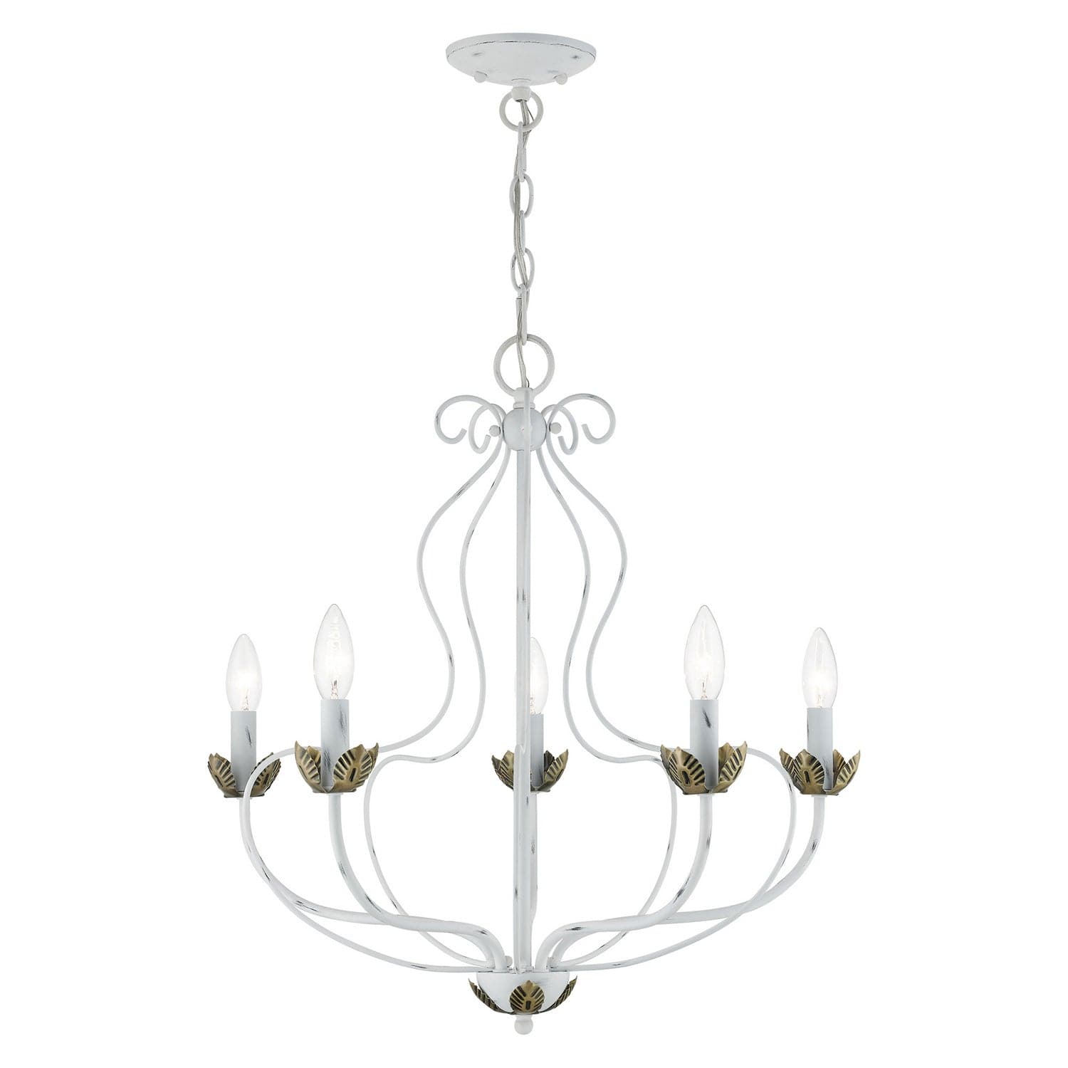 Livex Lighting - 42905-60 - Five Light Chandelier - Katarina - Antique White w/ Antique Brasss