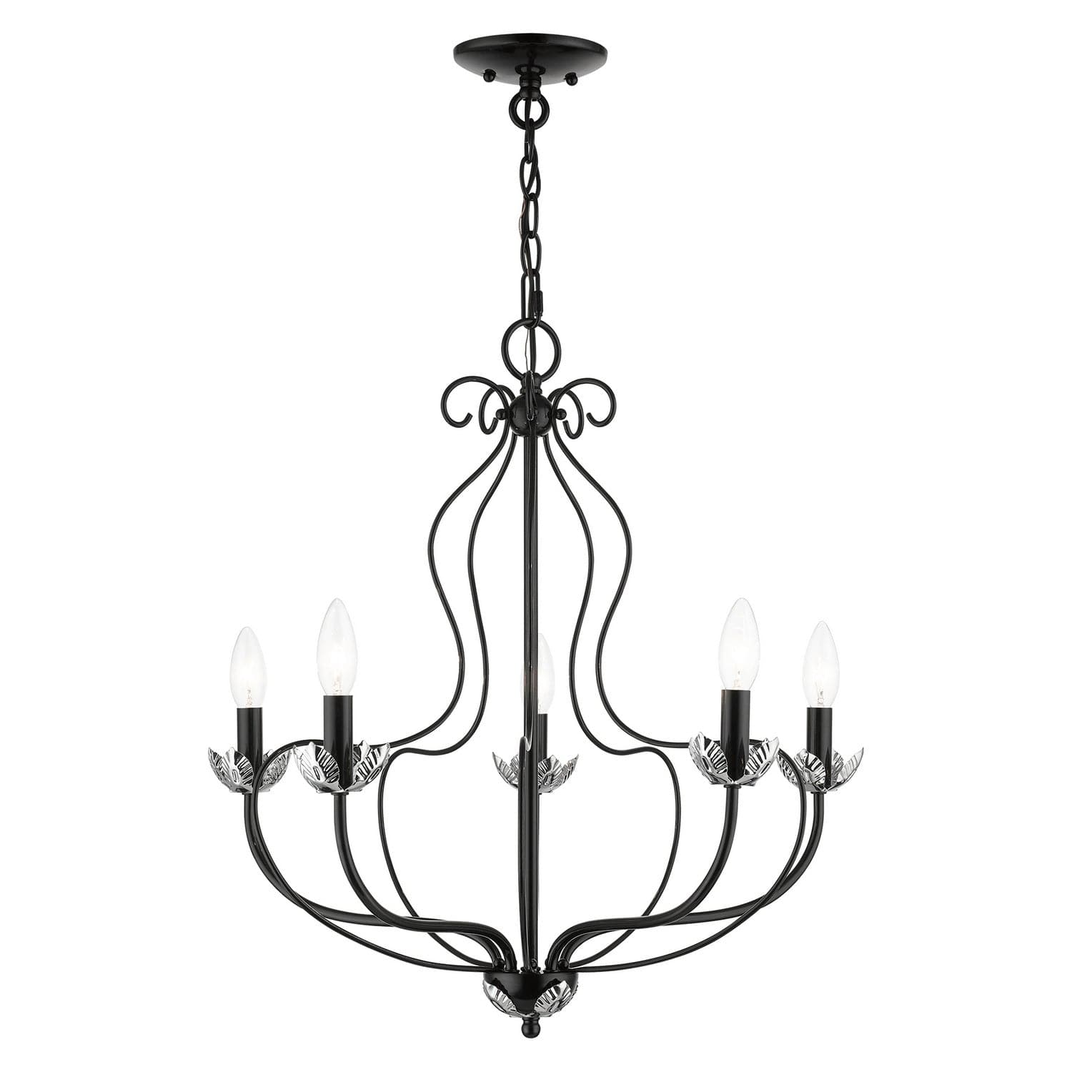 Livex Lighting - 42905-68 - Five Light Chandelier - Katarina - Shiny Black w/ Polished Chromes