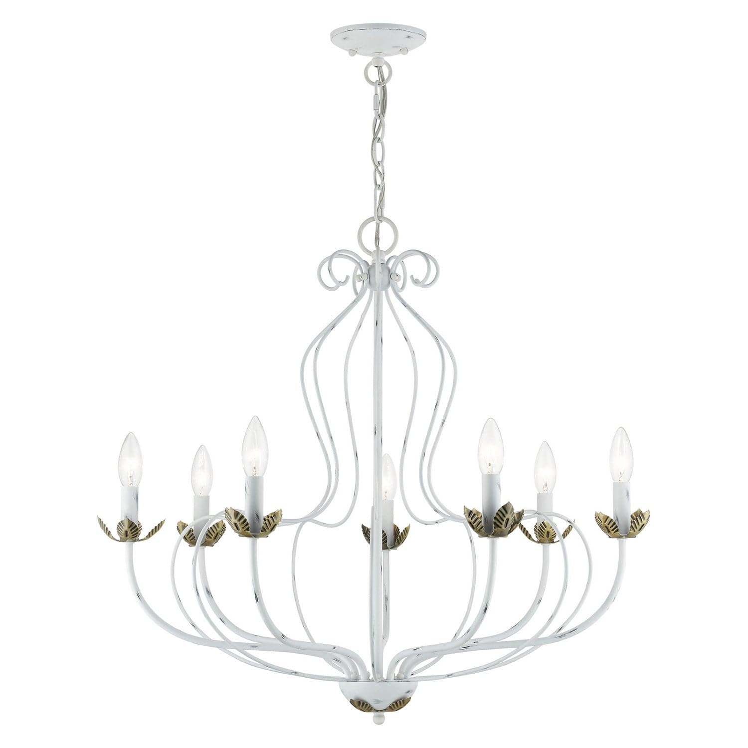 Livex Lighting - 42907-60 - Seven Light Chandelier - Katarina - Antique White w/ Antique Brasss