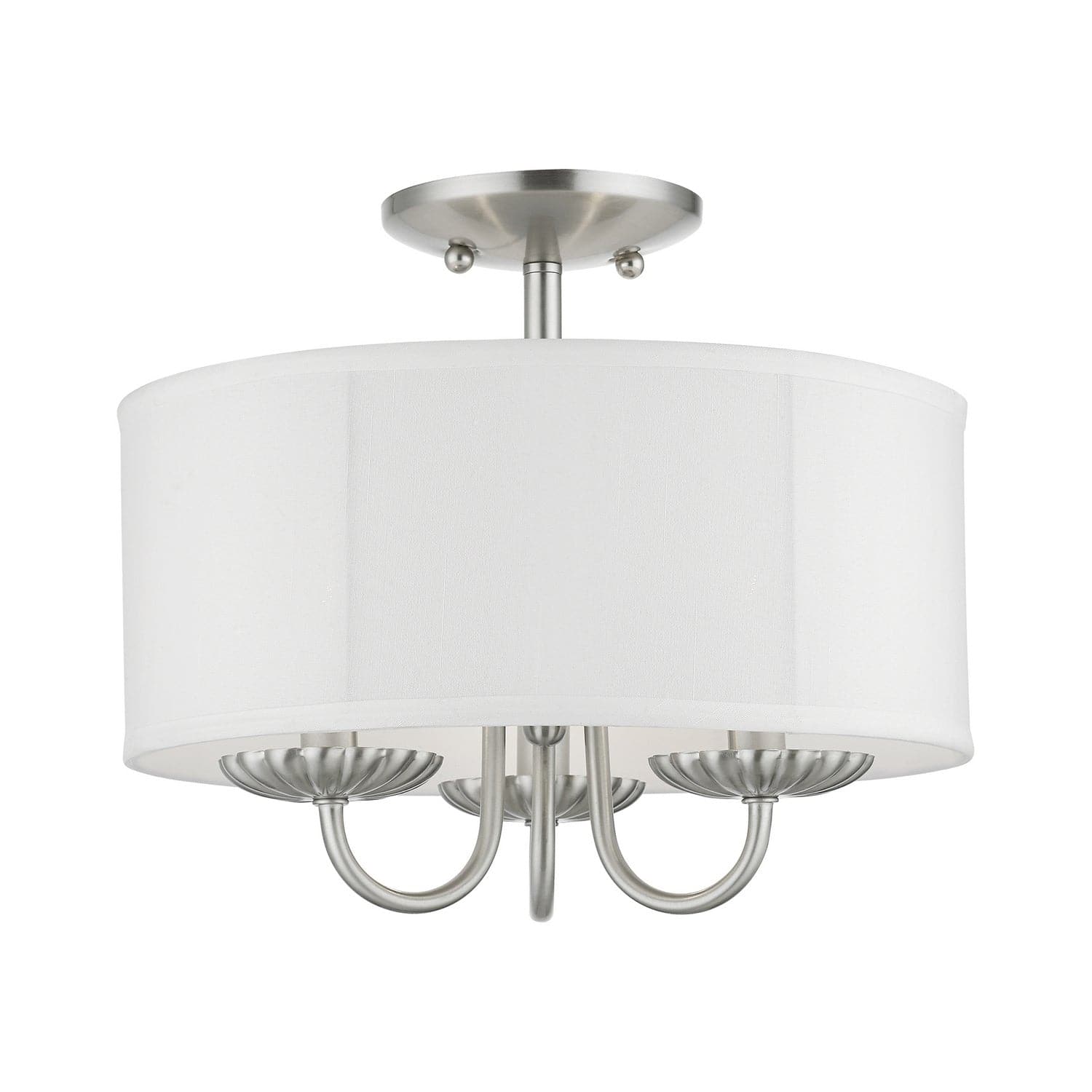 Livex Lighting - 42987-91 - Three Light Semi-Flush Mount - Brookdale - Brushed Nickel