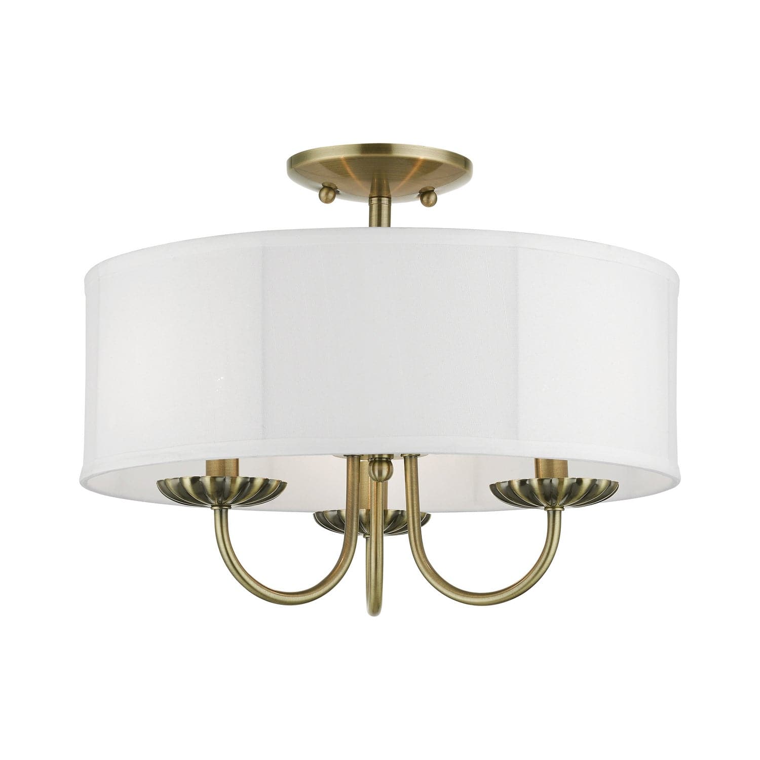 Livex Lighting - 42989-01 - Three Light Semi-Flush Mount - Brookdale - Antique Brass