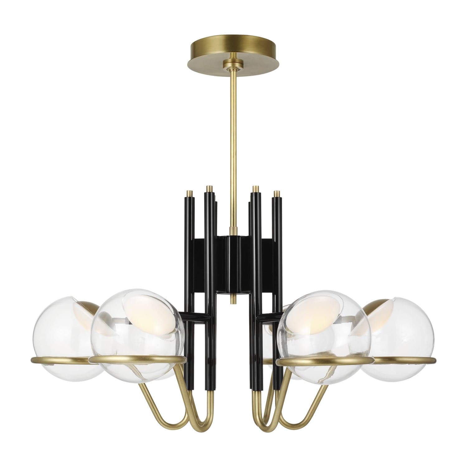 Visual Comfort Modern - 700CRBY6BNB-LED927 - LED Chandelier - Crosby - Glossy Black/Natural Brass
