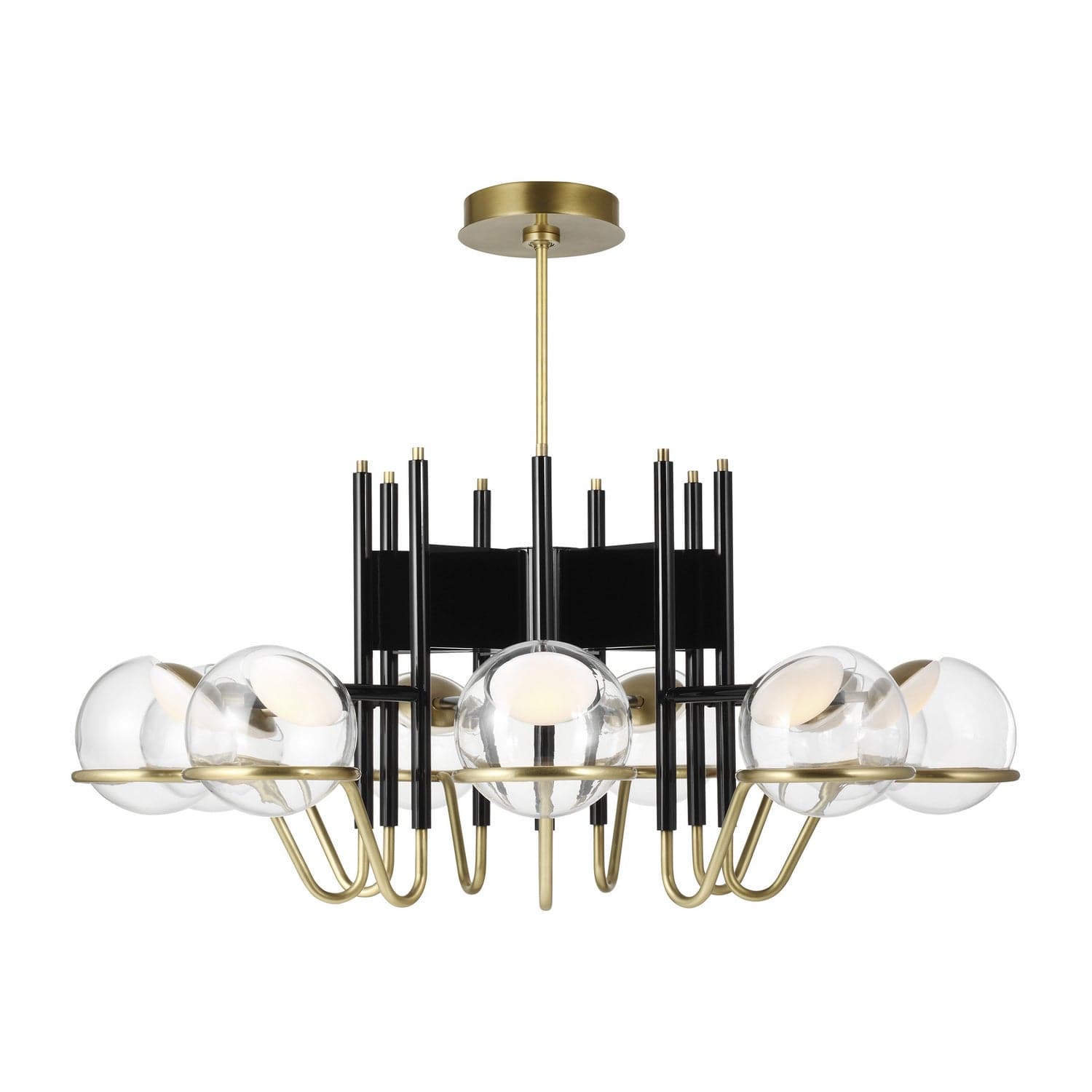 Visual Comfort Modern - 700CRBY9BNB-LED927 - LED Chandelier - Crosby - Glossy Black/Natural Brass